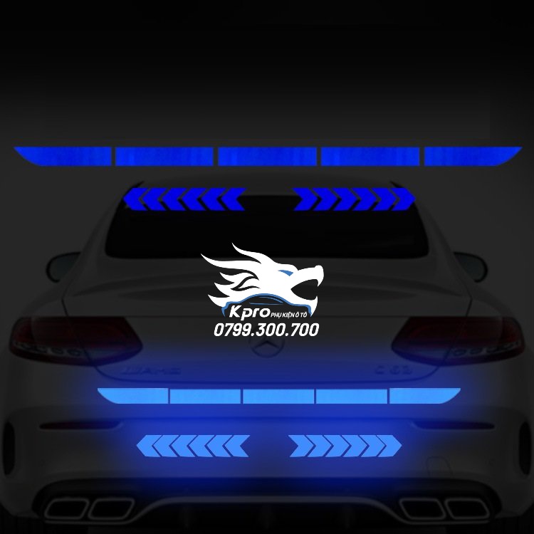 Decal phản quang dán đuôi xe ô tô + mũi tên