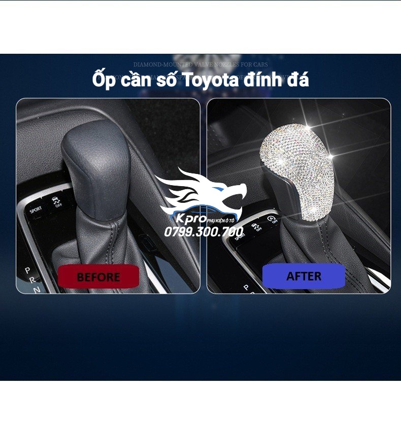 Ốp cần số đính đá Toyota