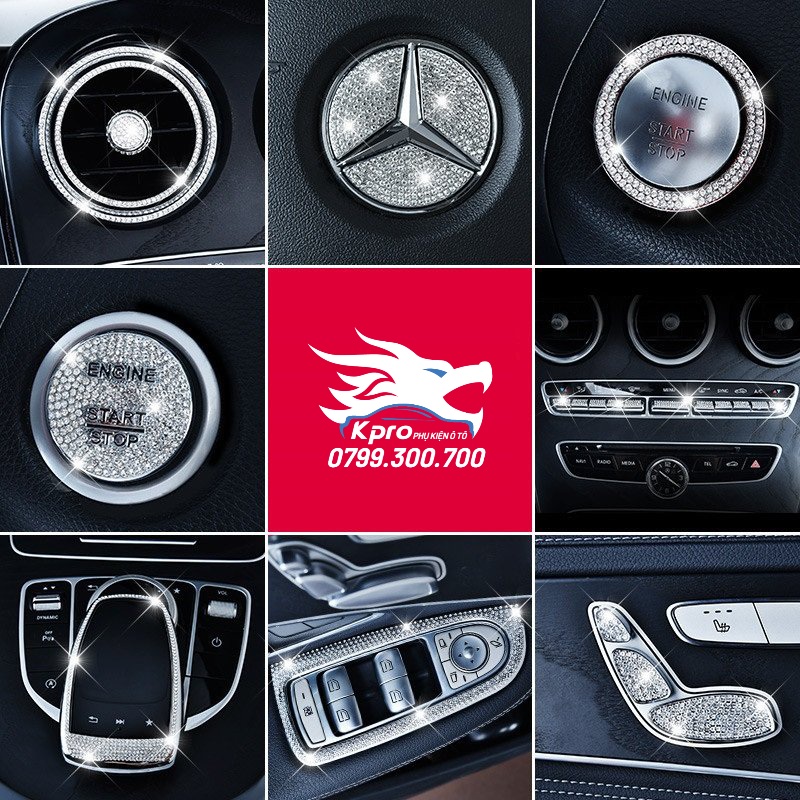 Vòng khung đồng hồ đính đá Mercedes C200, C300, E200, E250, E300