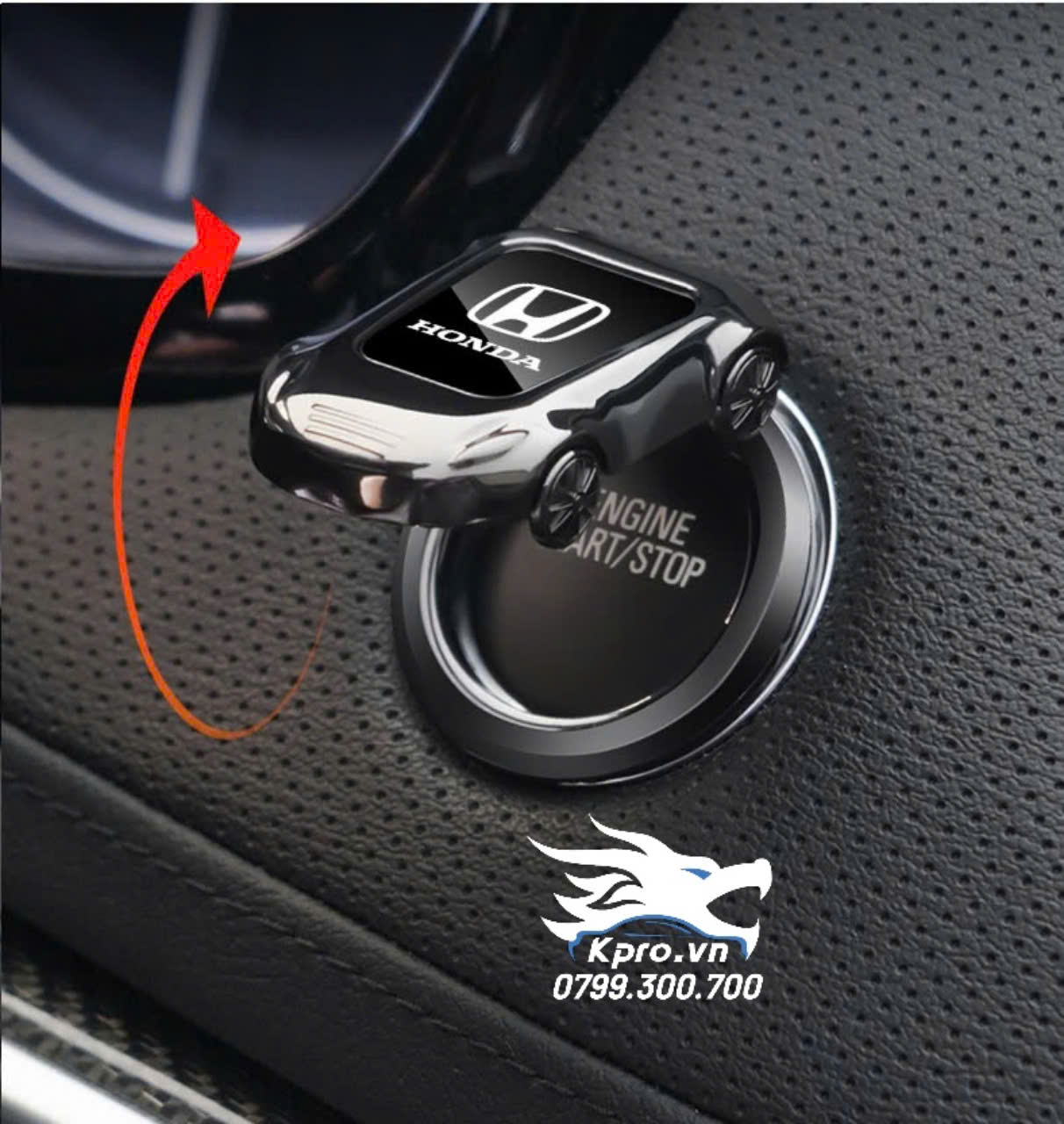 Hình dán trang trí nút khởi động hình xe hơi có logo
