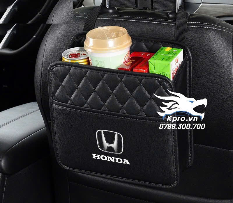 Túi da đựng đồ lưng ghế họa tiết logo hãng