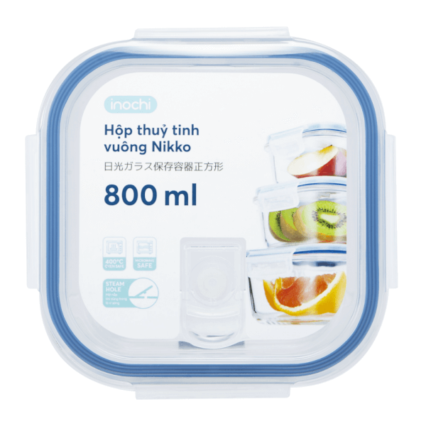 Hộp thuỷ tinh vuông Nikko 800 ml