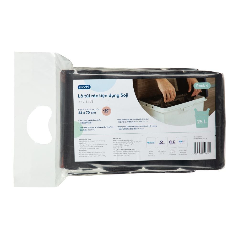 Lô túi rác tiện dụng Soji 4 x 25L