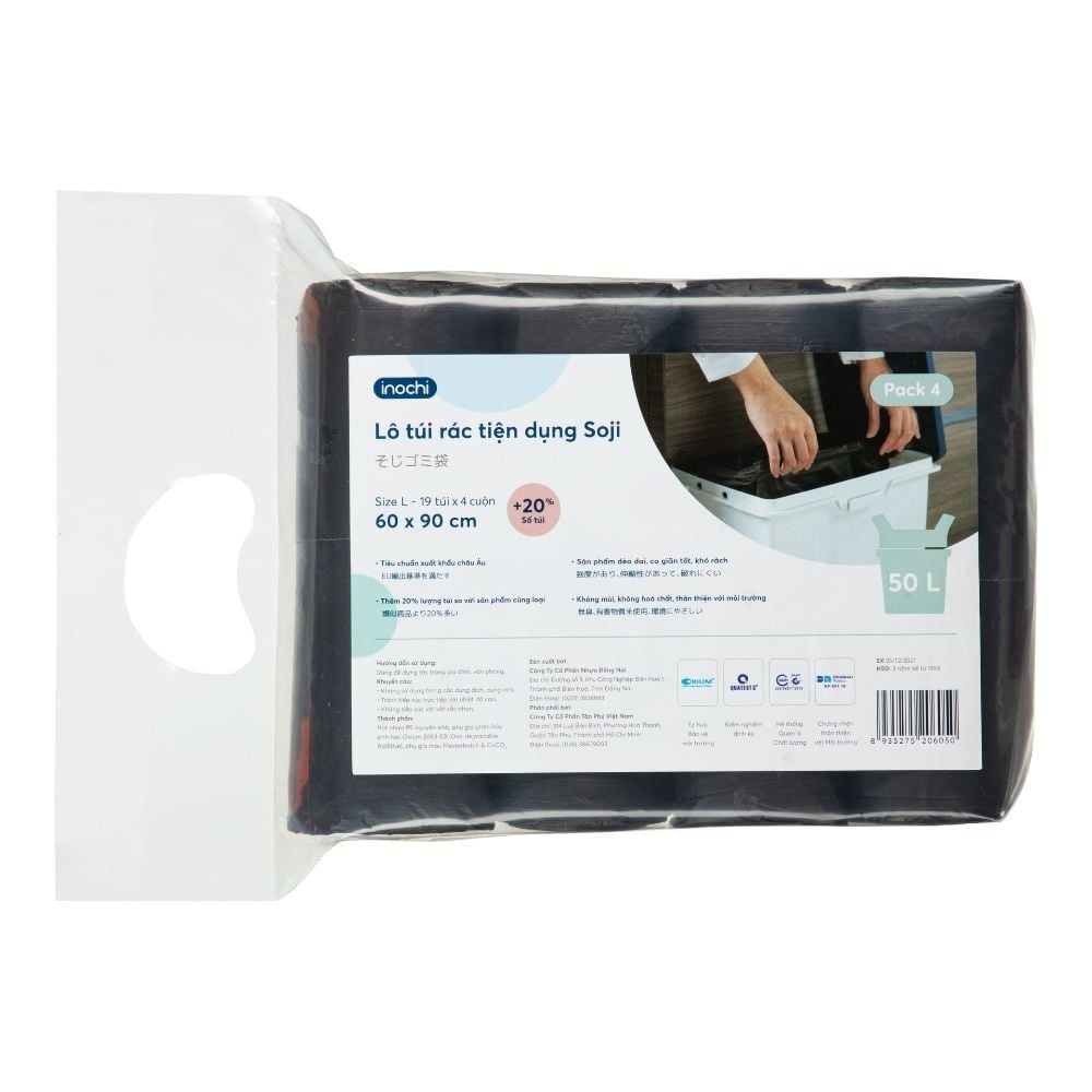 Lô túi rác tiện dụng Soji 4 x 50L