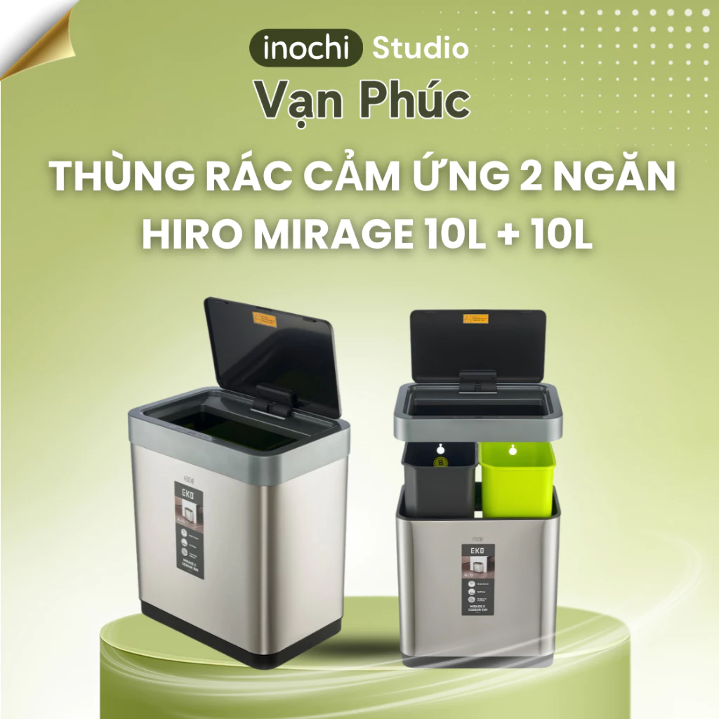 Thùng rác cảm ứng 2 ngăn Hiro Mirage 10L+10L