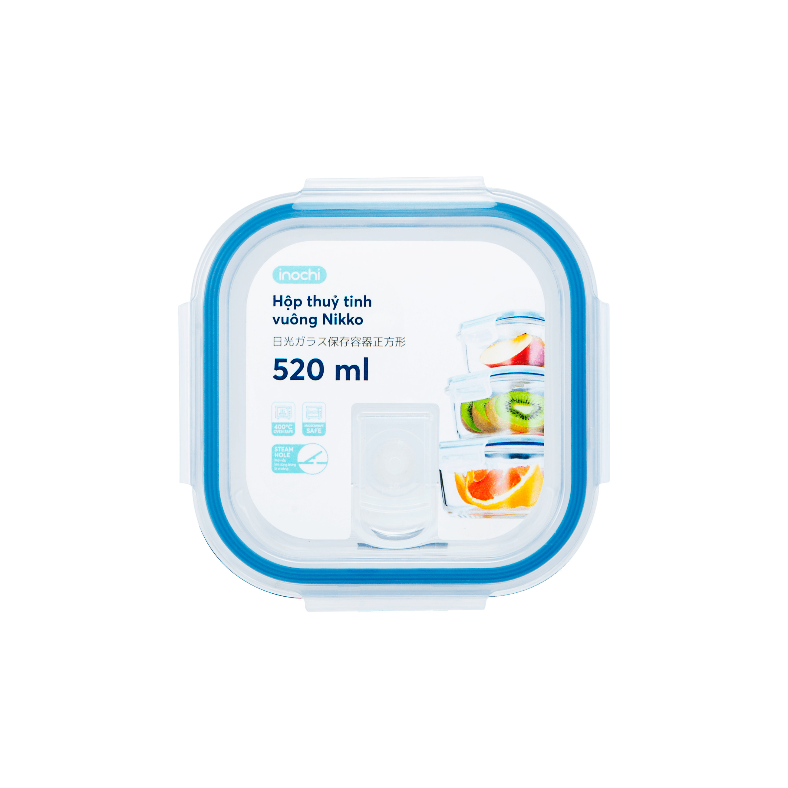 Hộp thuỷ tinh vuông Nikko 520 ml