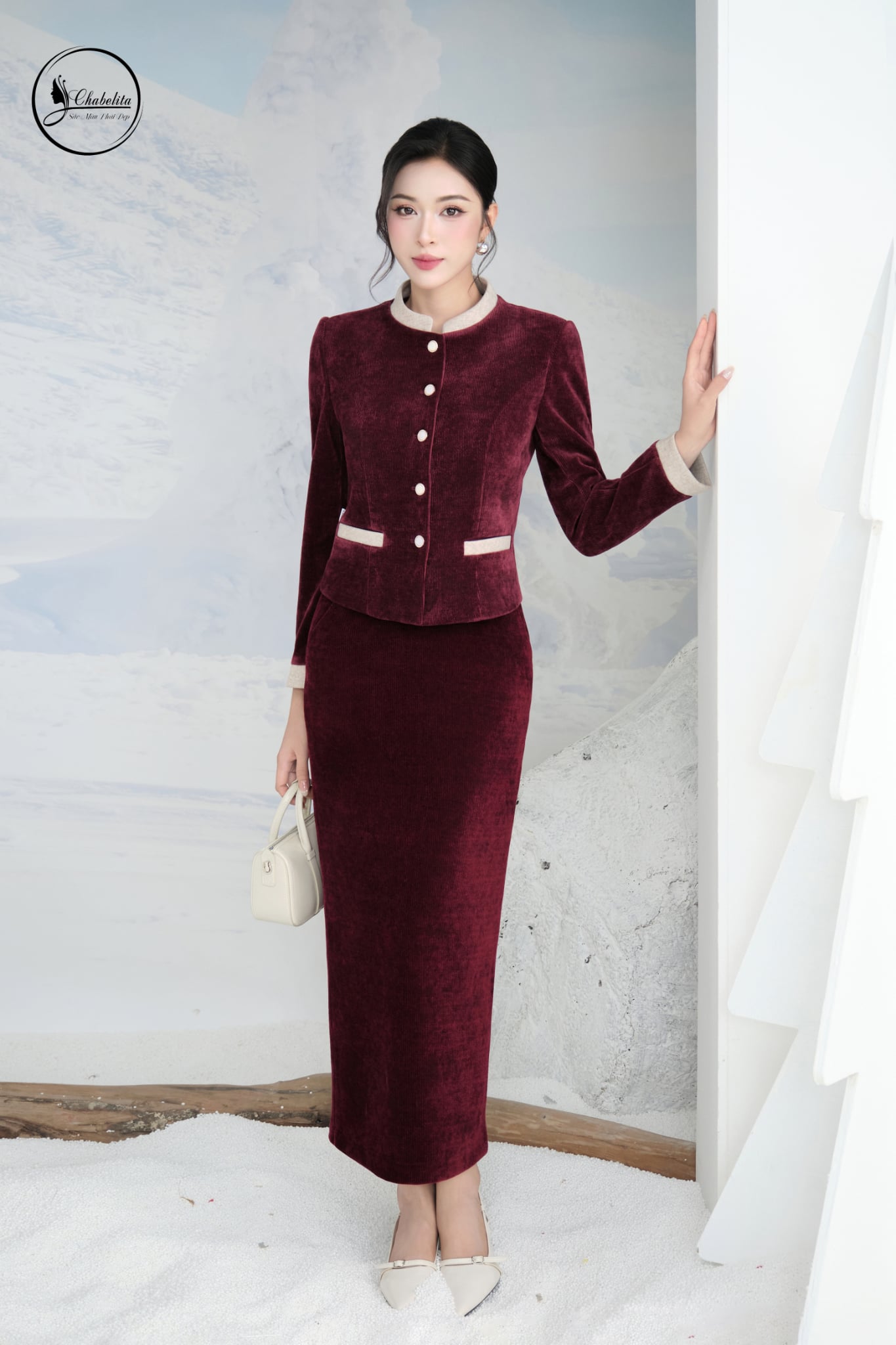 Áo vest cổ 3 phân phối màu đỏ