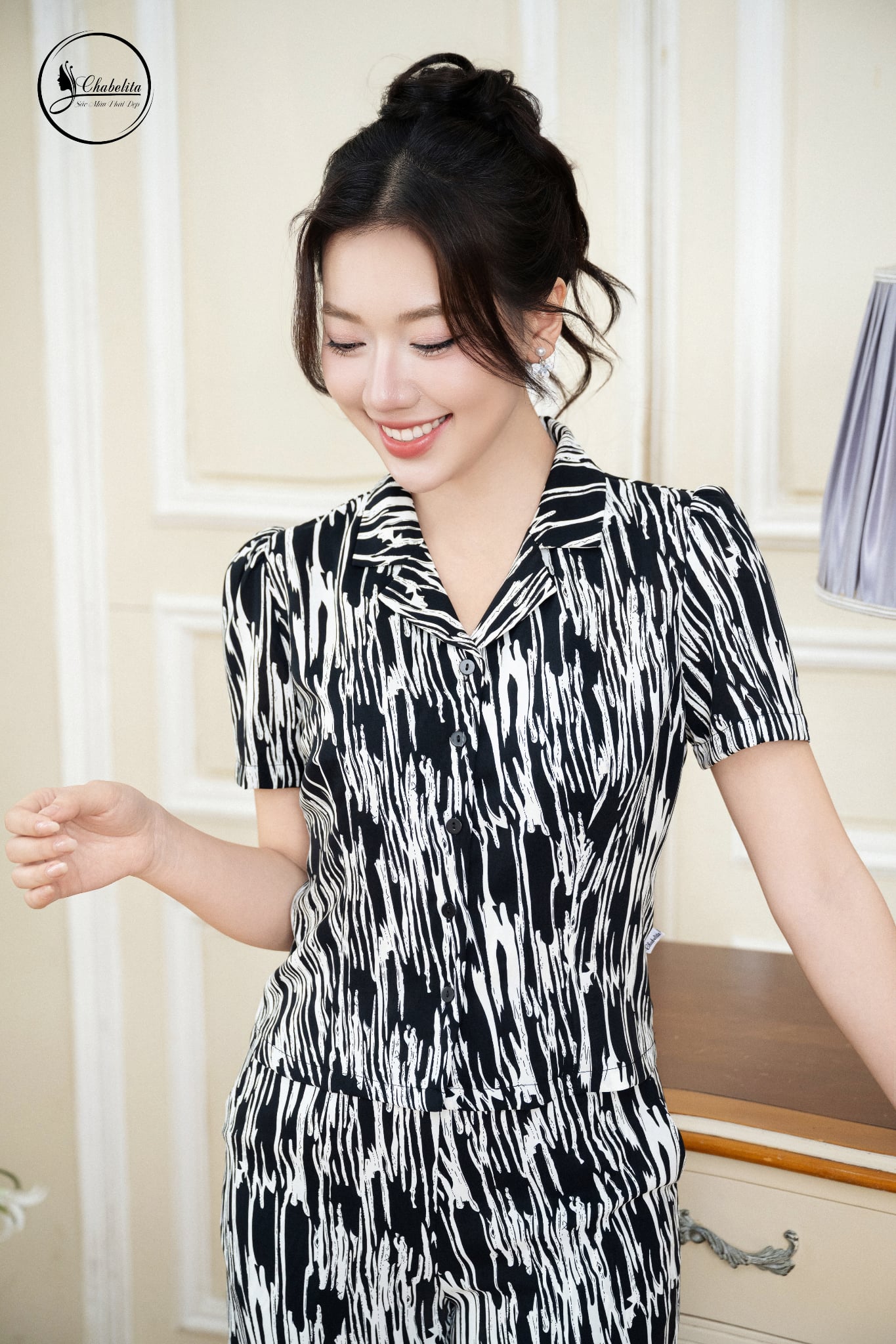 Sét bộ họa tiết màu đen trắng