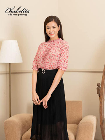 Áo sơ mi ly ngực tay lỡ màu hồng