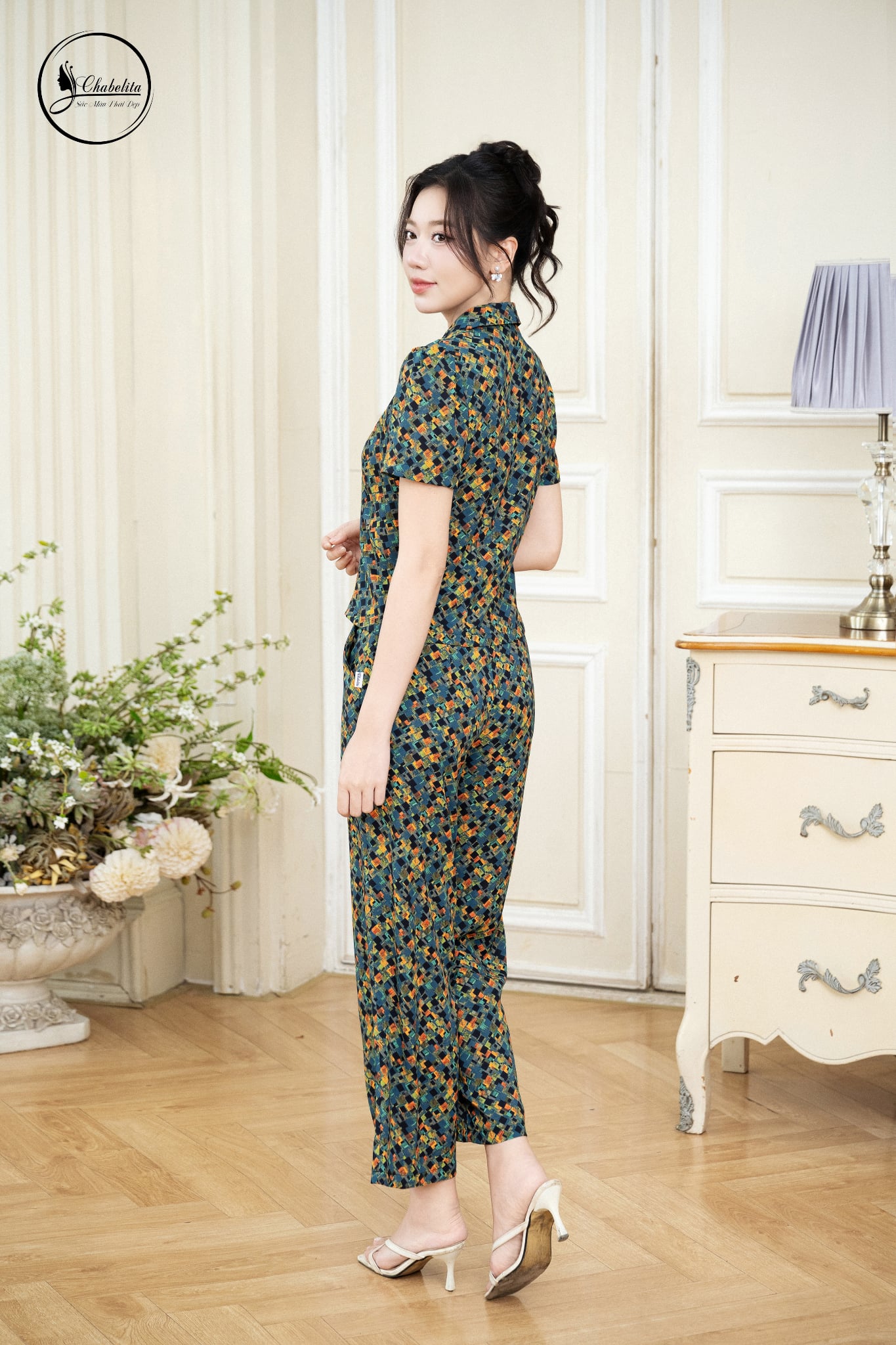 Sét bộ họa tiết màu xanh