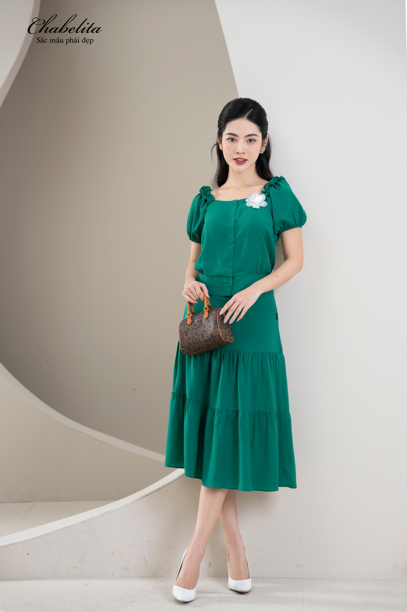 Sét bộ lụa màu xanh