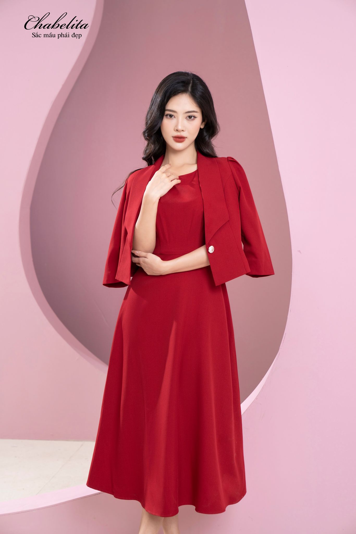 Áo vest đỏ 1 khuy