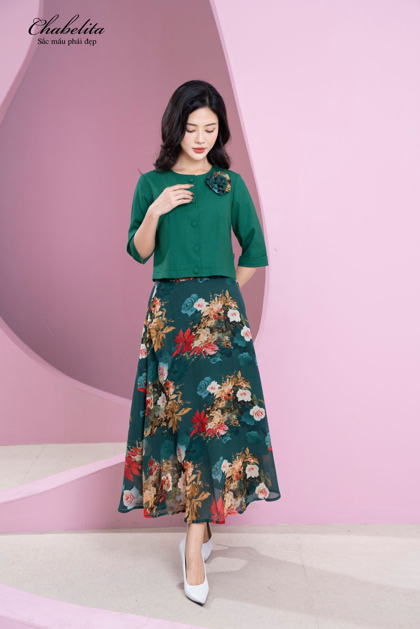 Áo vest ký giả cổ tàu màu xanh