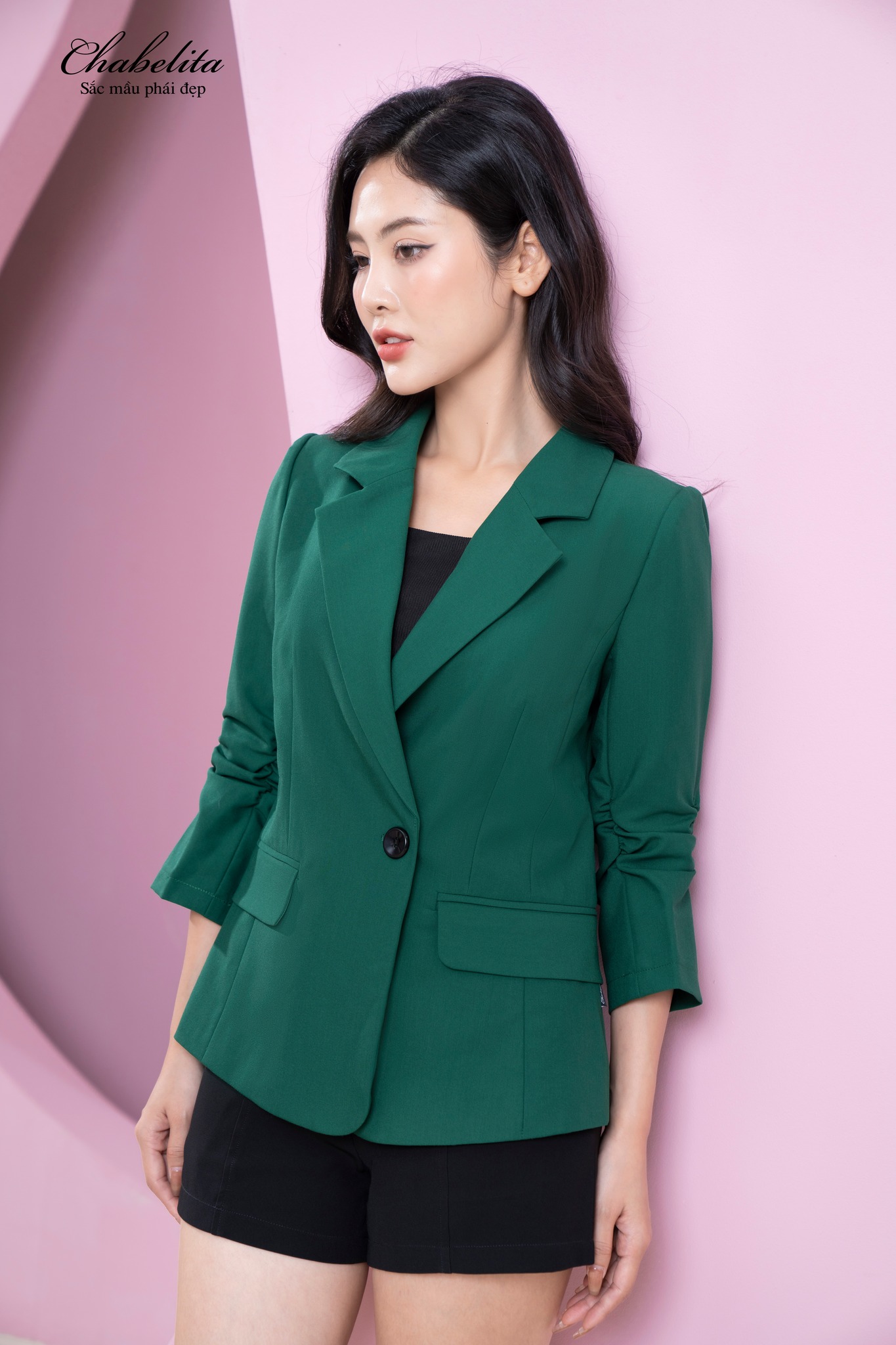 Áo vest tay lỡ màu xanh