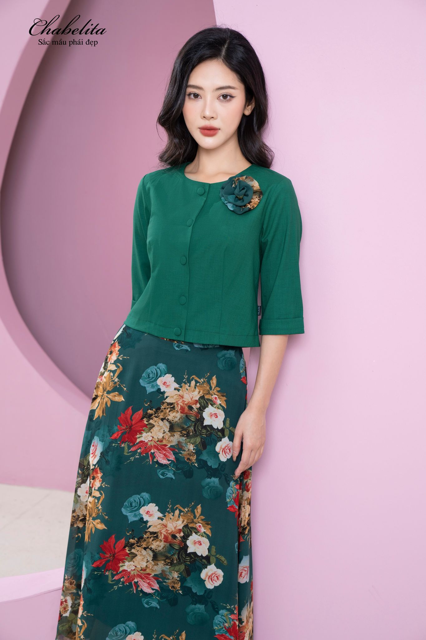 Áo vest ký giả cổ tàu màu xanh