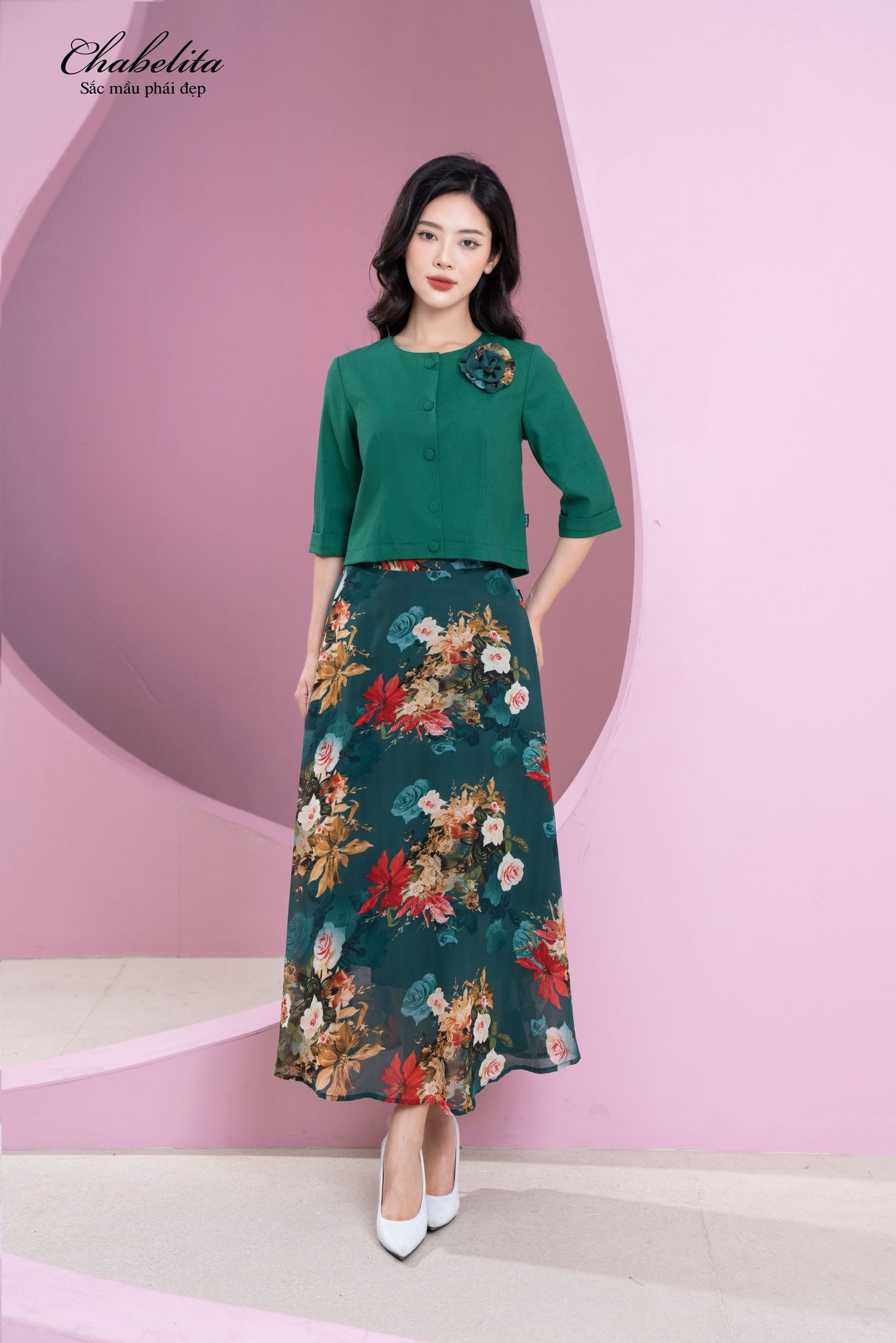 Áo vest ký giả cổ tàu màu xanh