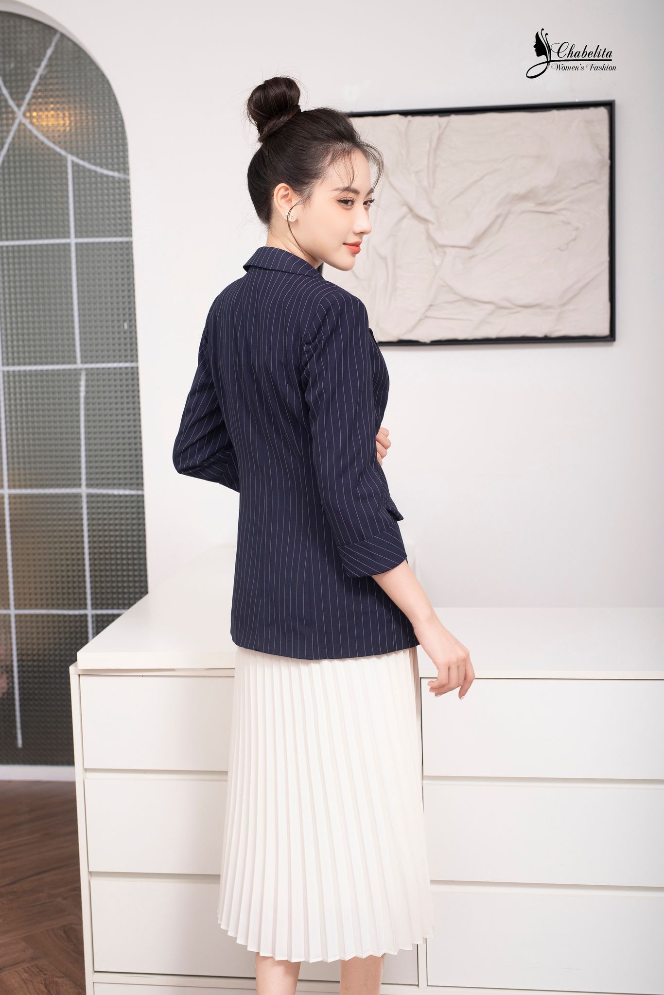 Vest kẻ màu tím than