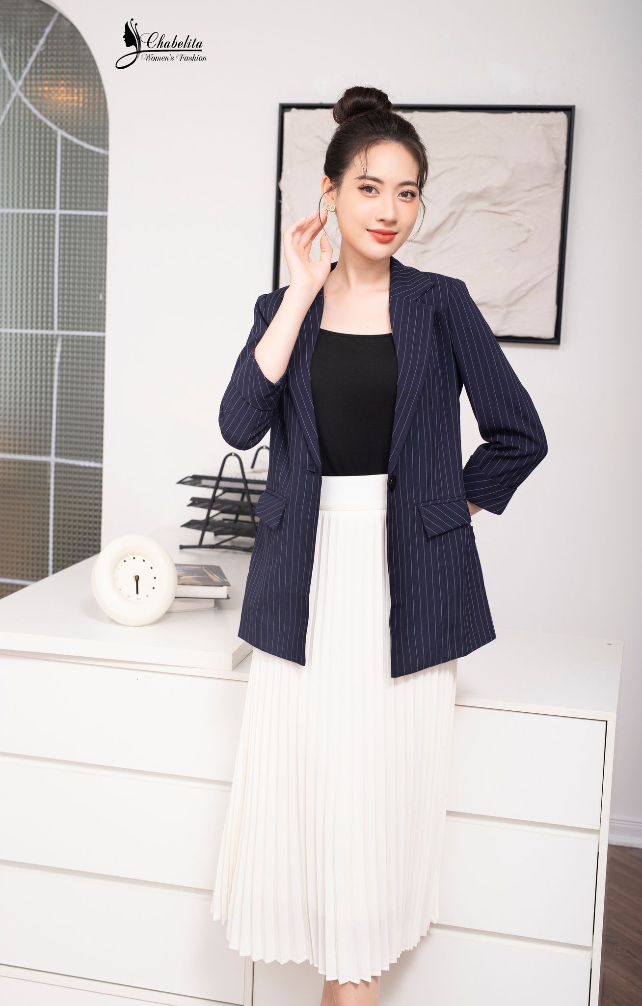 Vest kẻ màu tím than