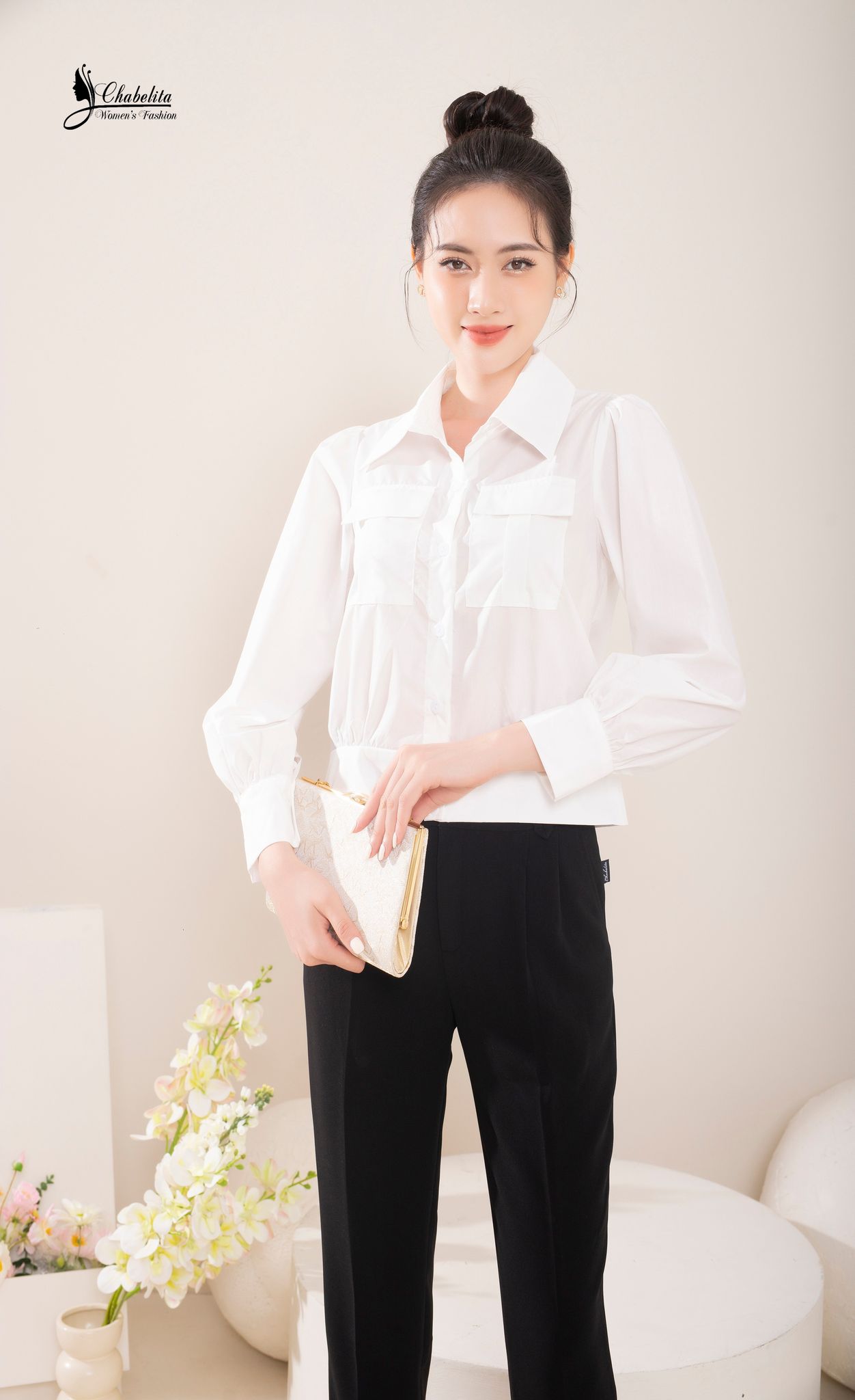 Áo sơ mi cổ đức màu trắng