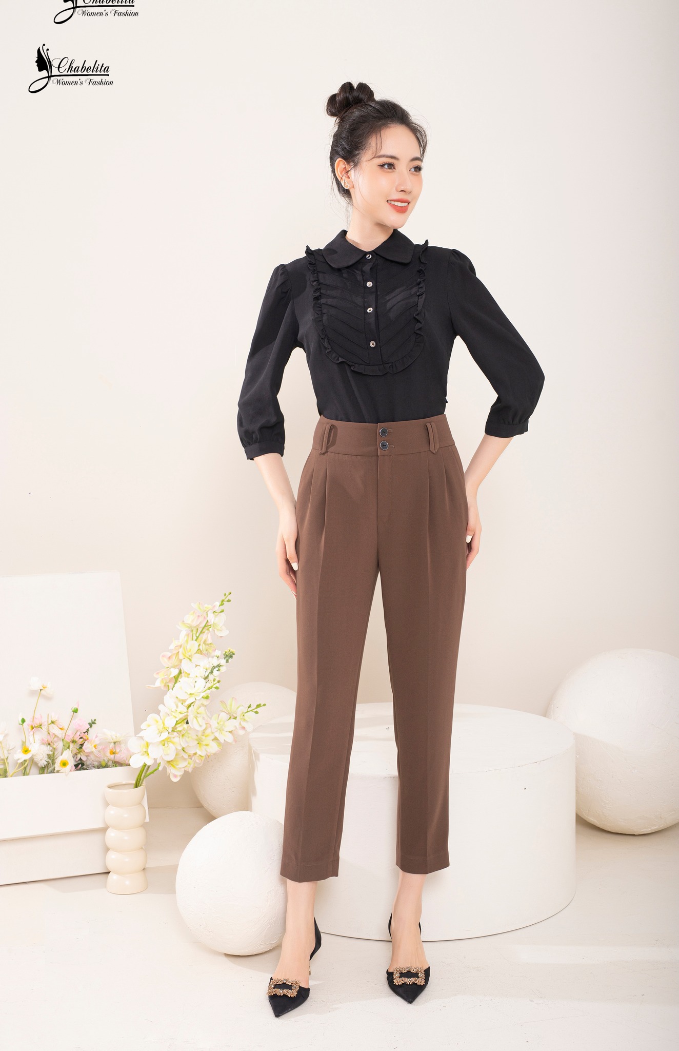 Sơ mi màu đen cách điệu