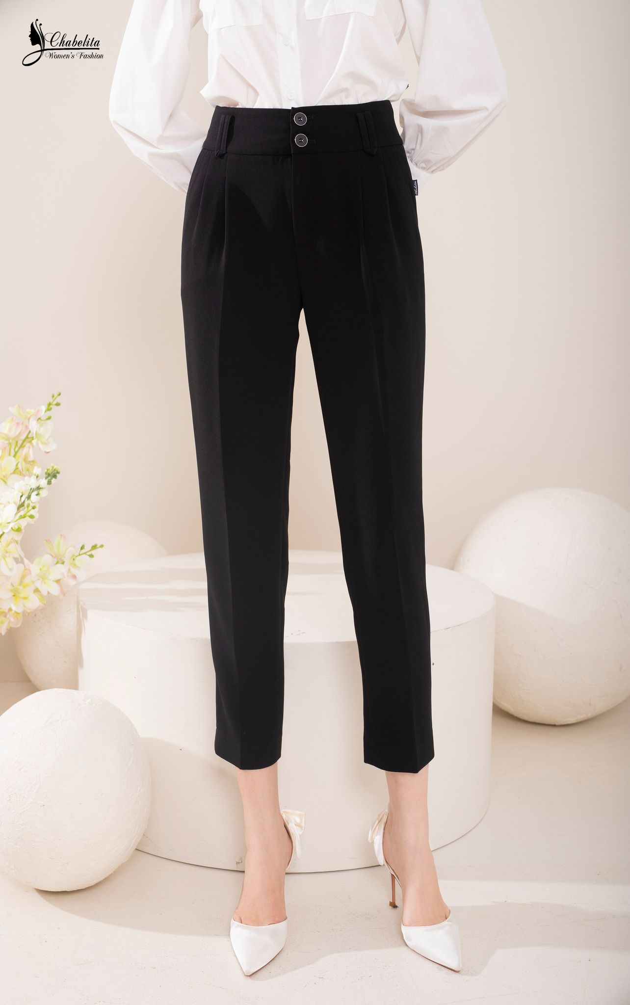 Quần baggi 1 ly màu đen