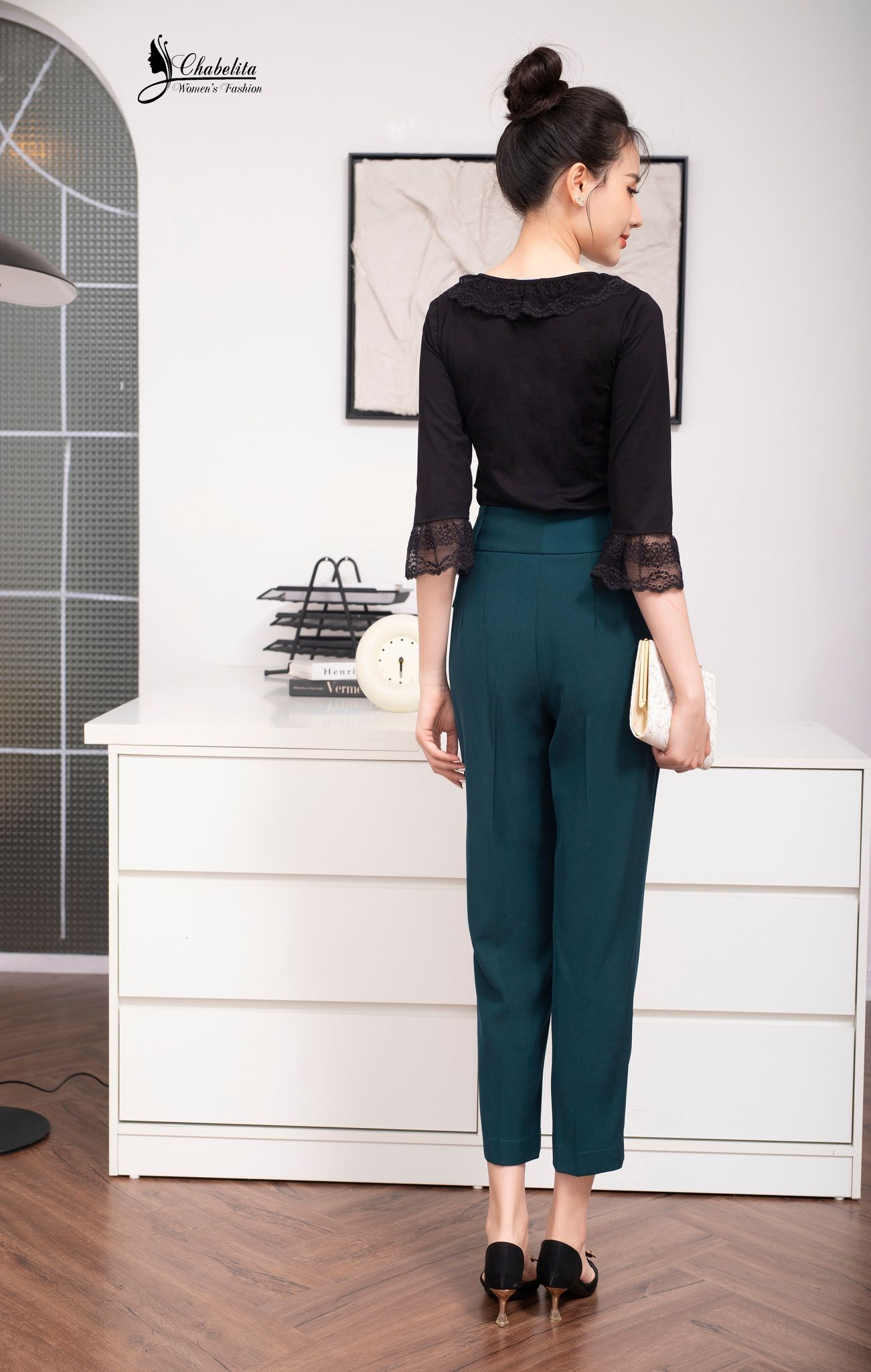 Quần baggi 1 ly màu xanh