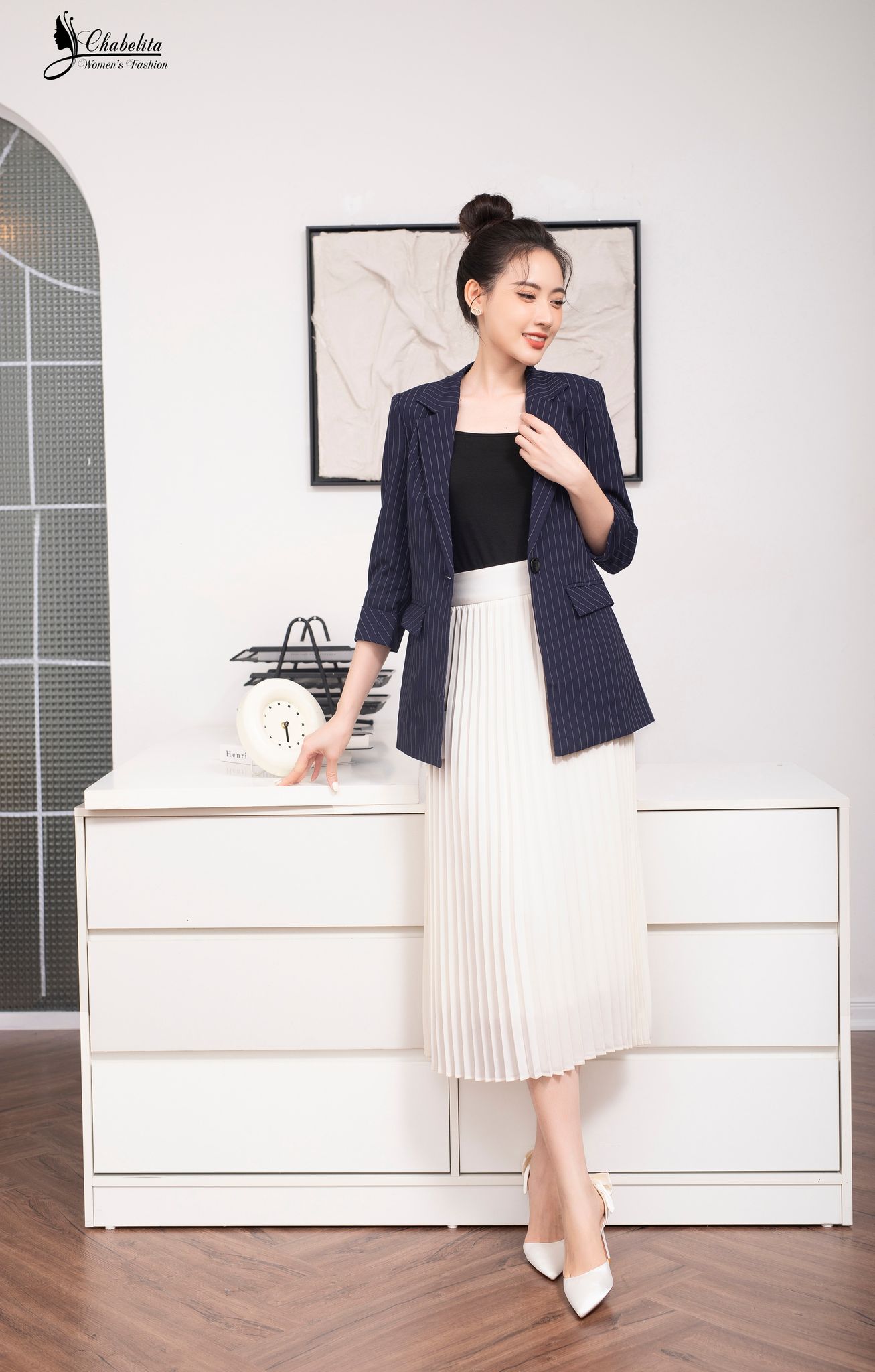 Vest kẻ màu tím than