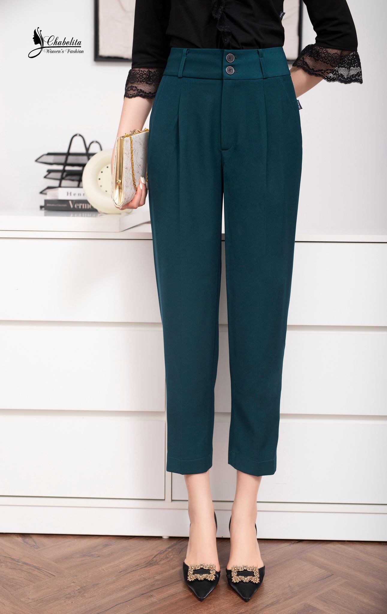 Quần baggi 1 ly màu xanh