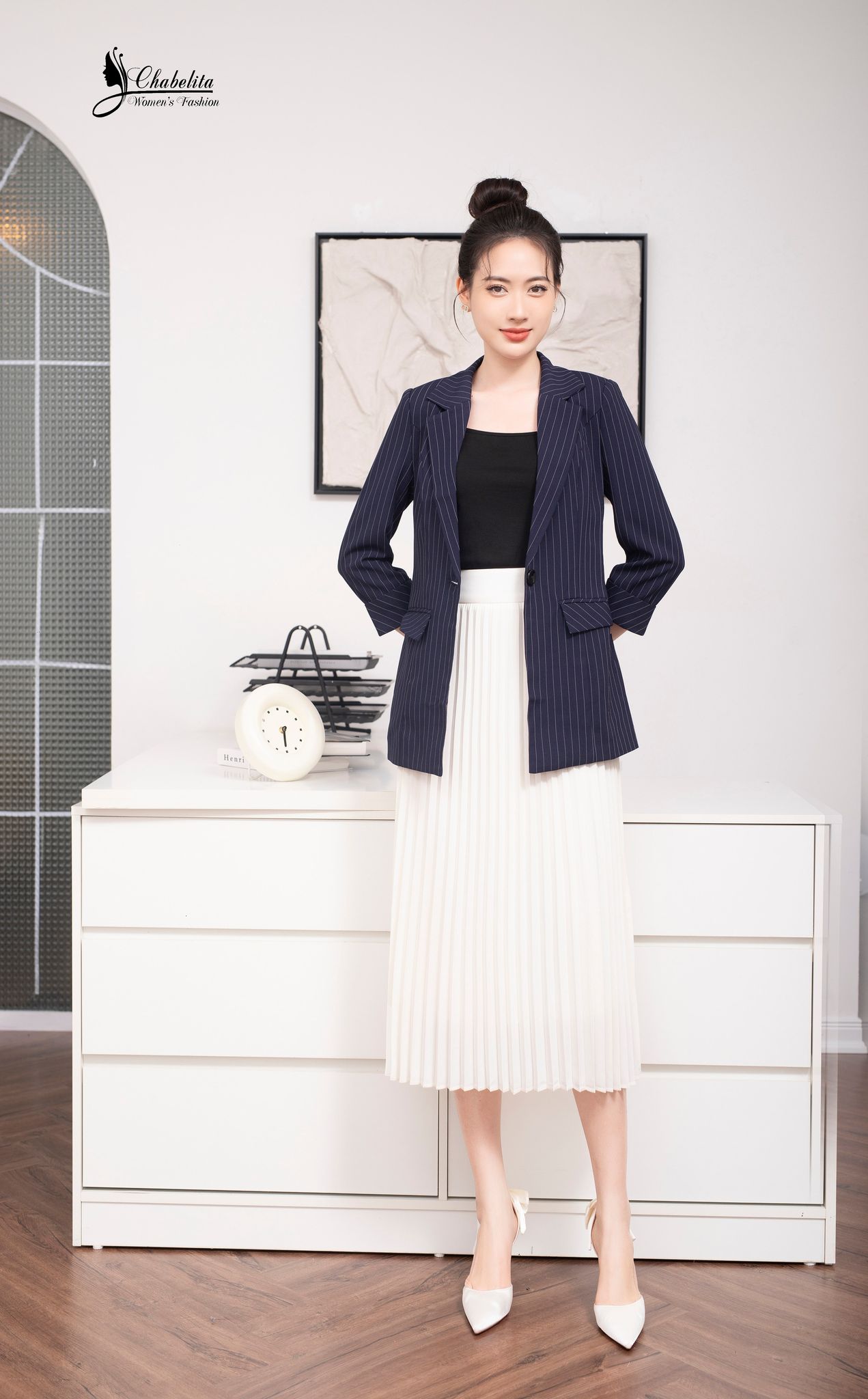 Vest kẻ màu tím than