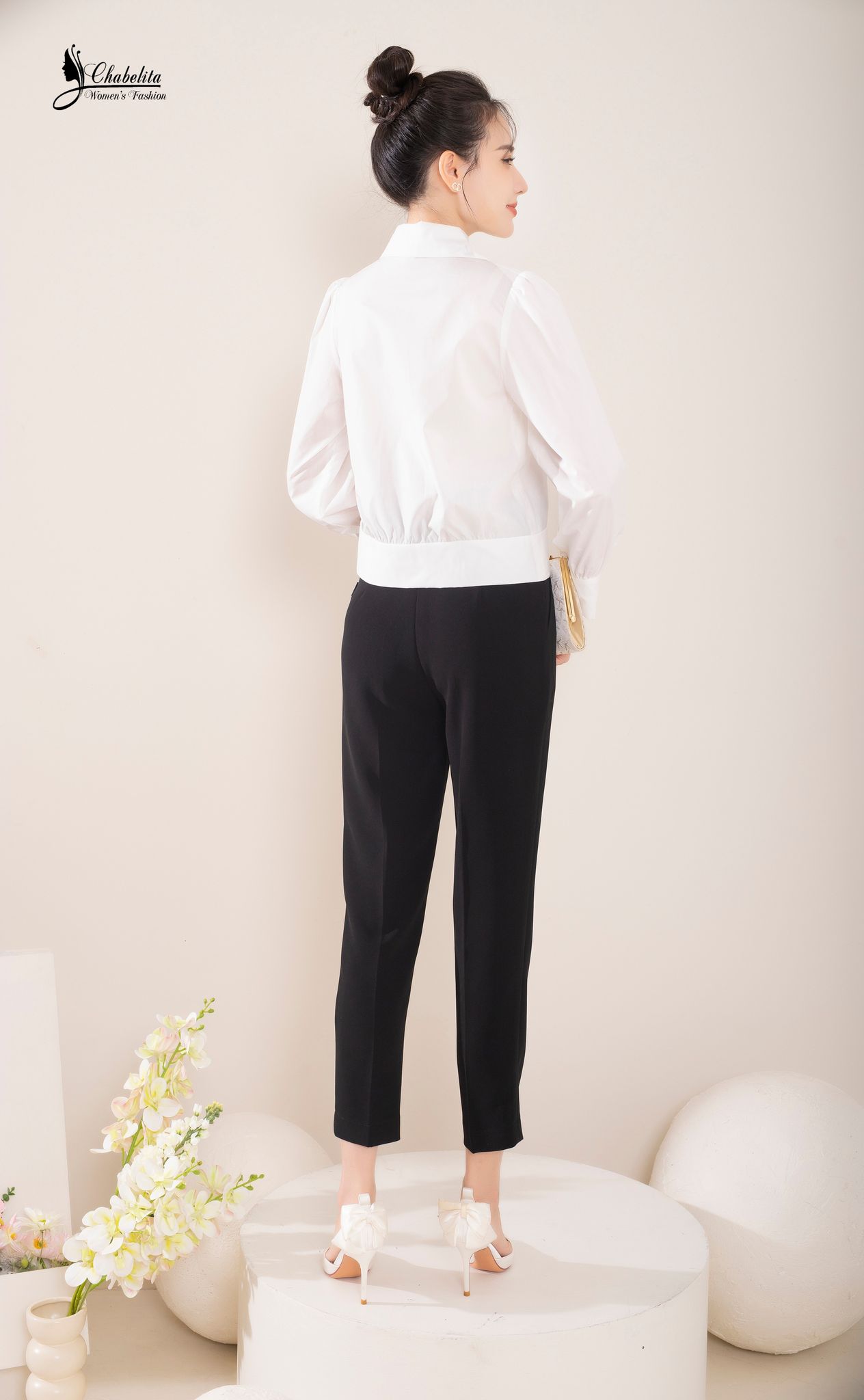 Áo sơ mi cổ đức màu trắng