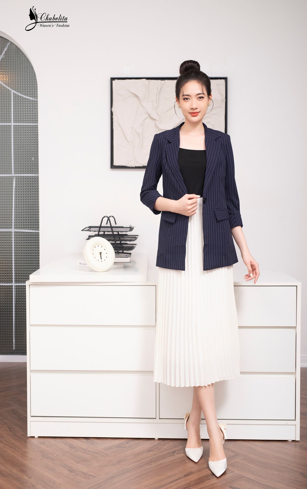 Vest kẻ màu tím than