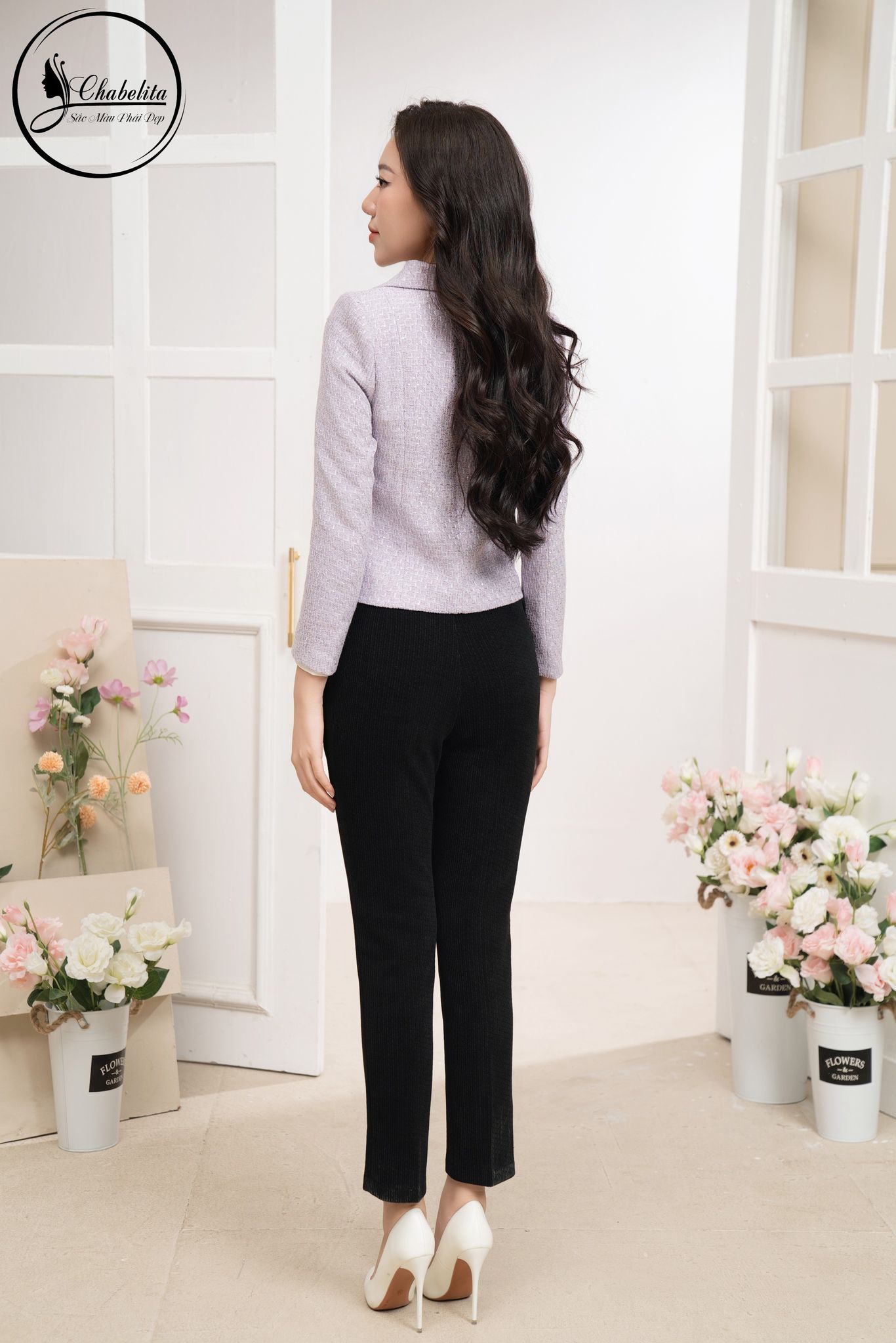 Áo vest dạ màu tím