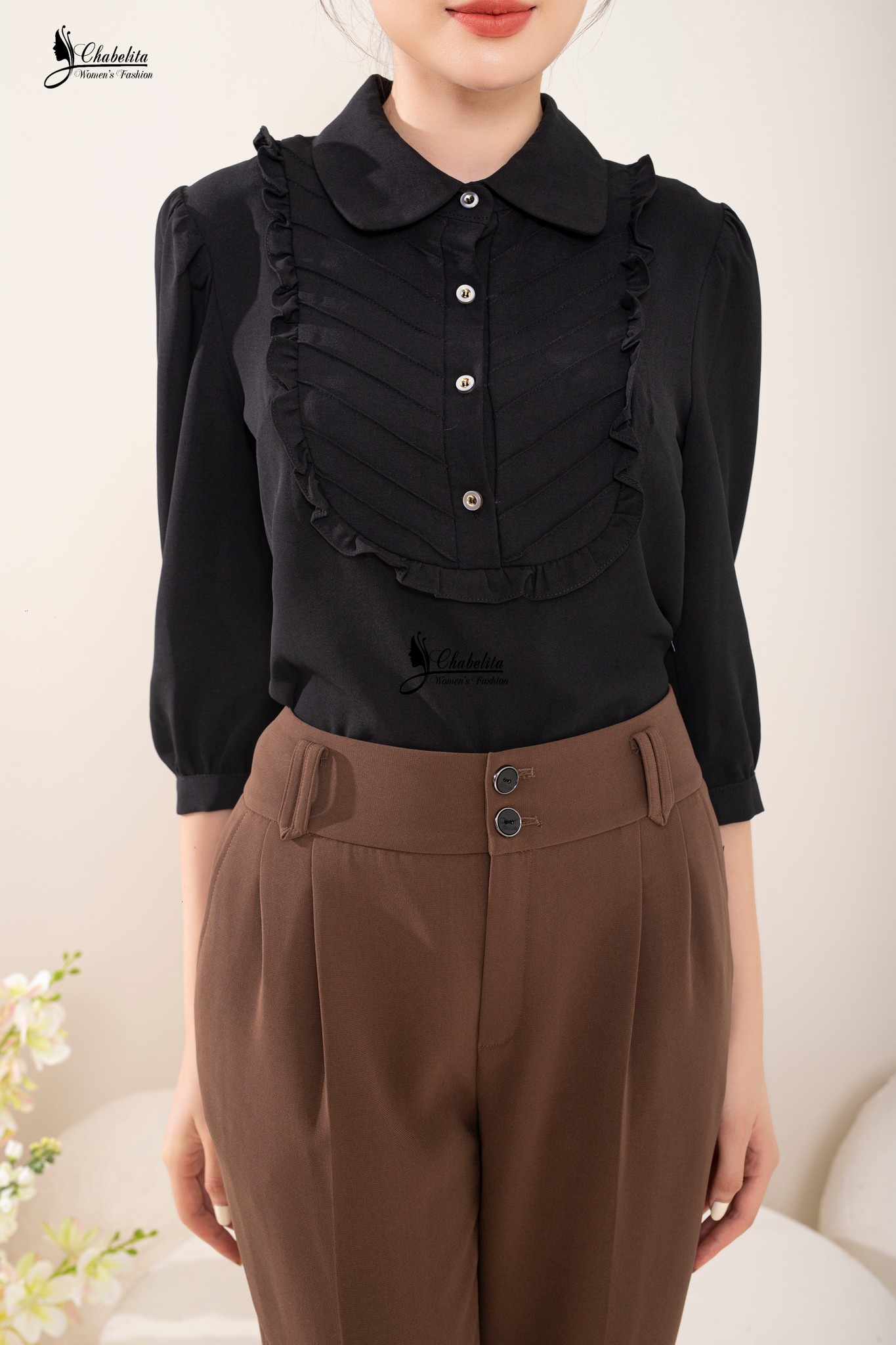 Sơ mi màu đen cách điệu