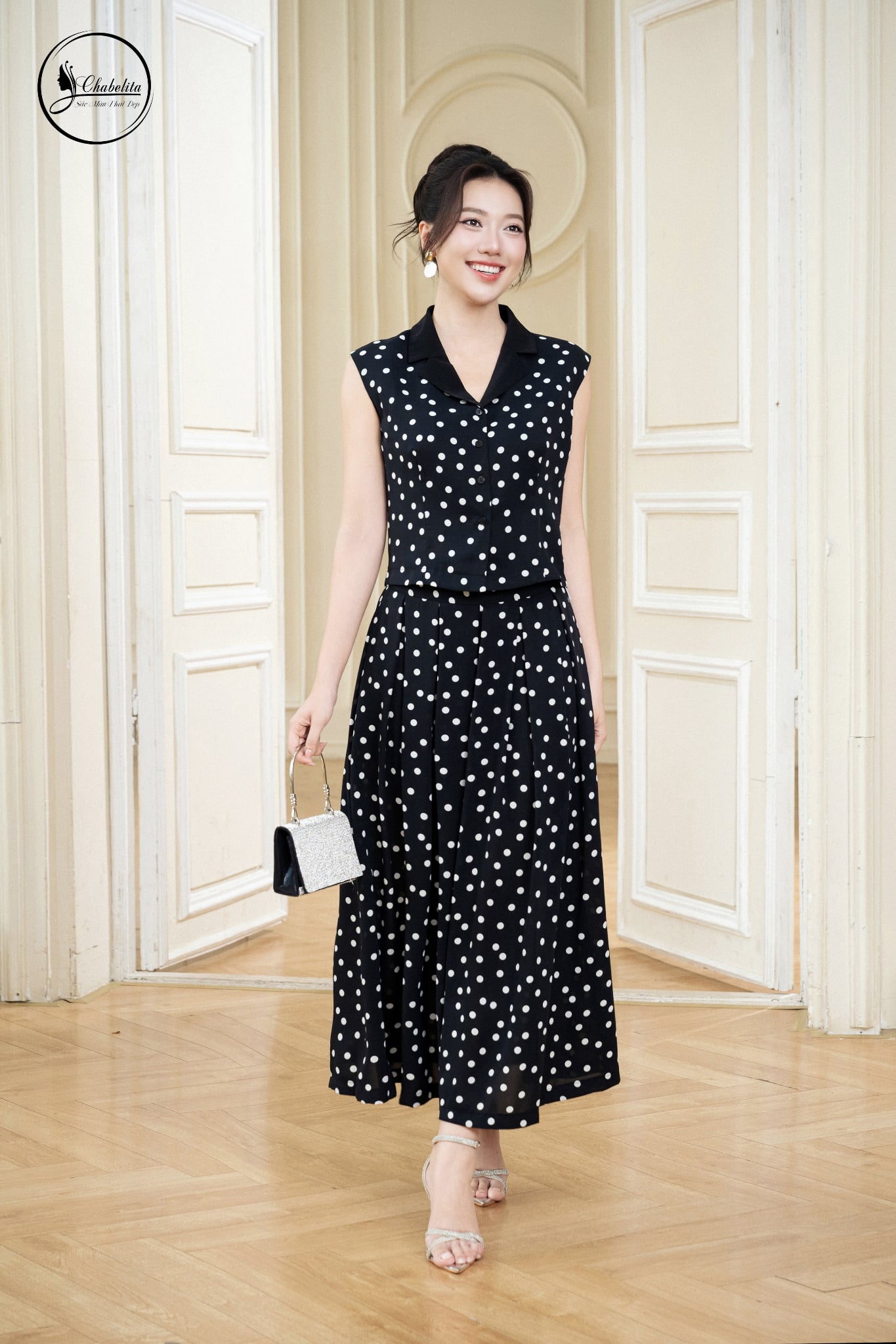 Sét đồ bộ đùi họa tiết chấm bi