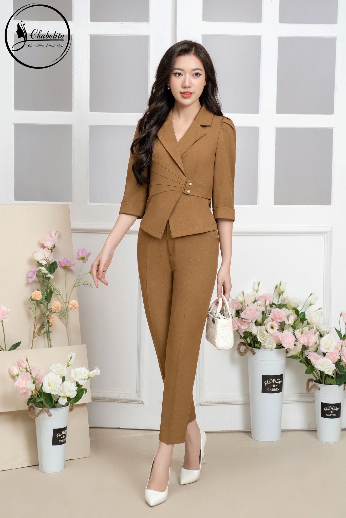 Sét bộ áo ký giả+ quần màu nâu