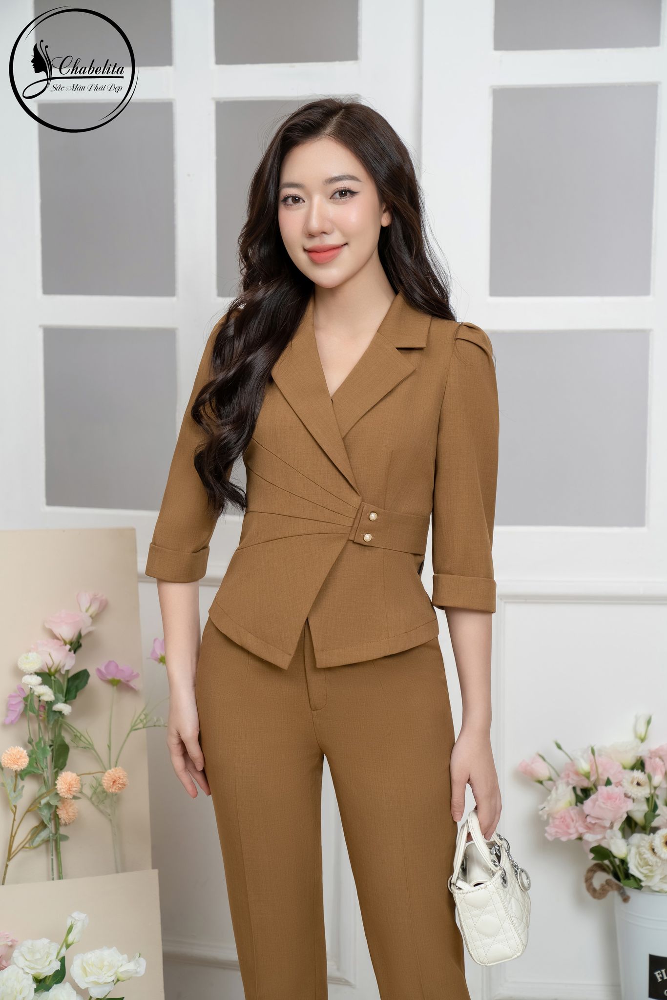 Sét bộ áo ký giả+ quần màu nâu