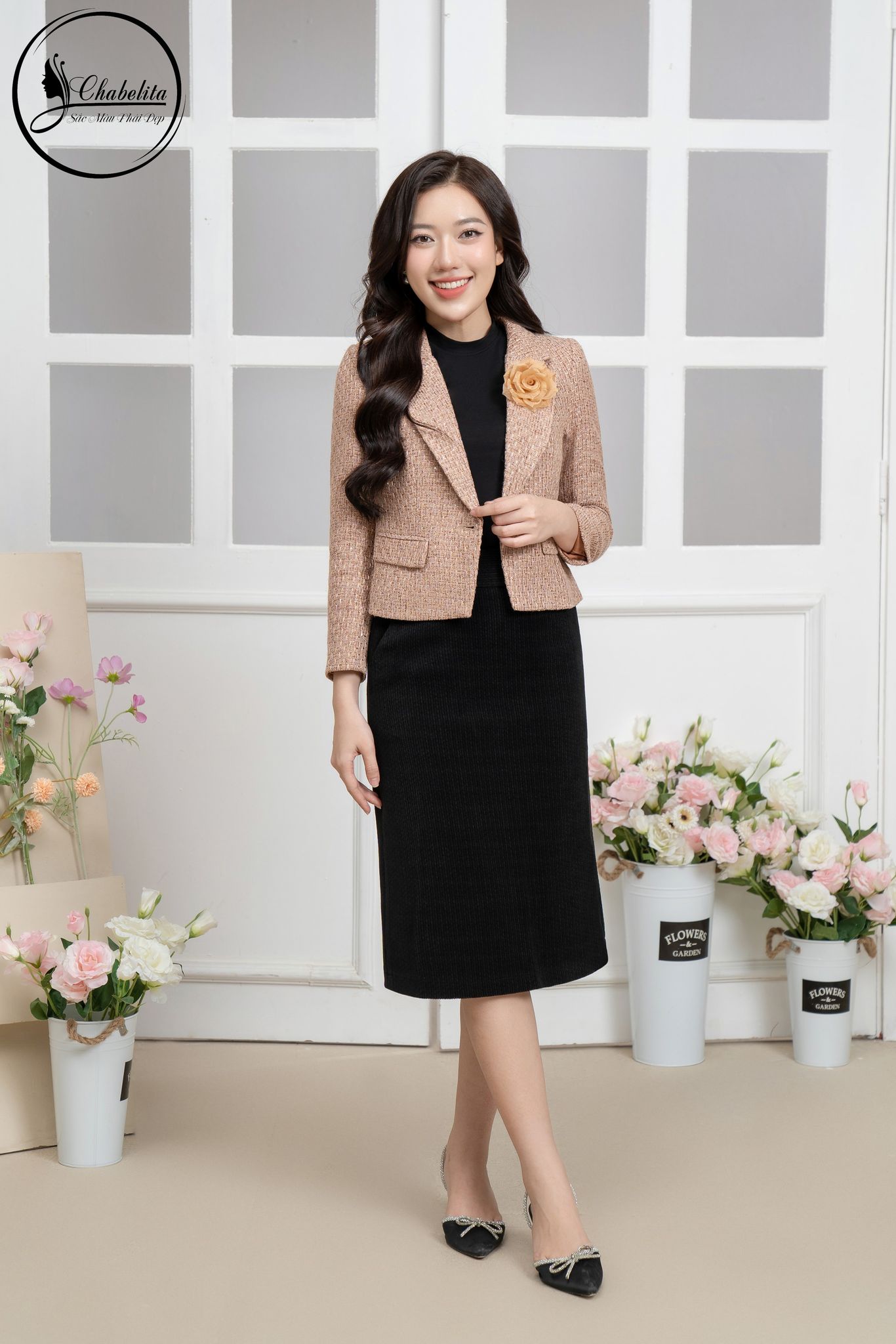 Áo vest dạ màu nâu