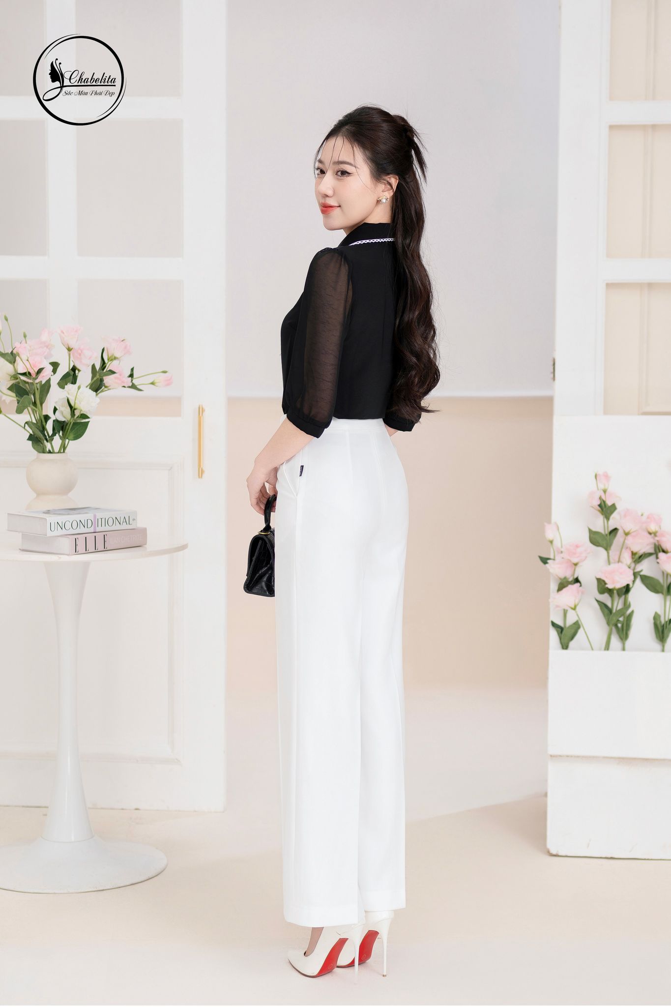 Áo sơ mi tay lỡ màu đen