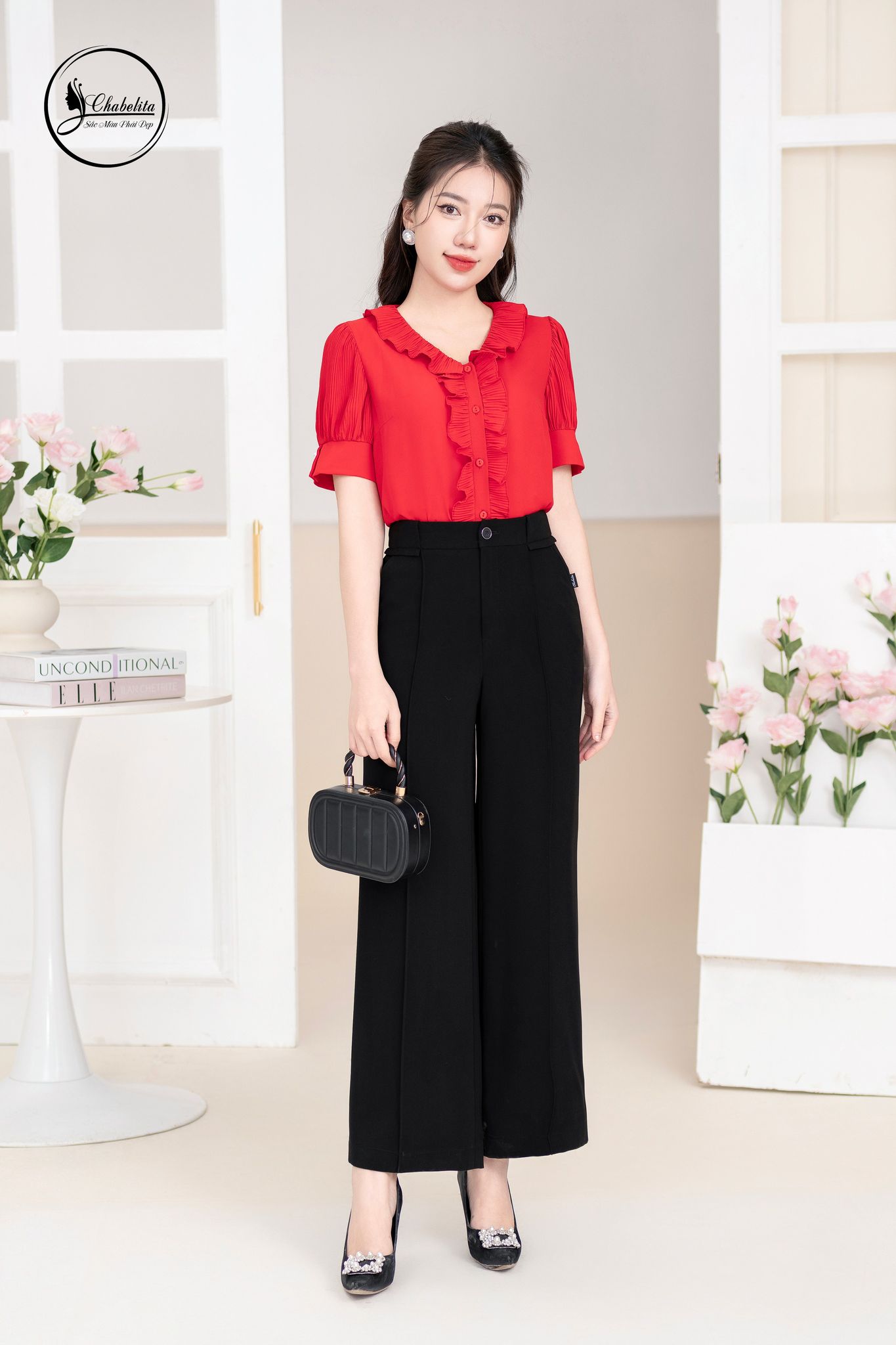 Áo sơ mi phối ly màu cam