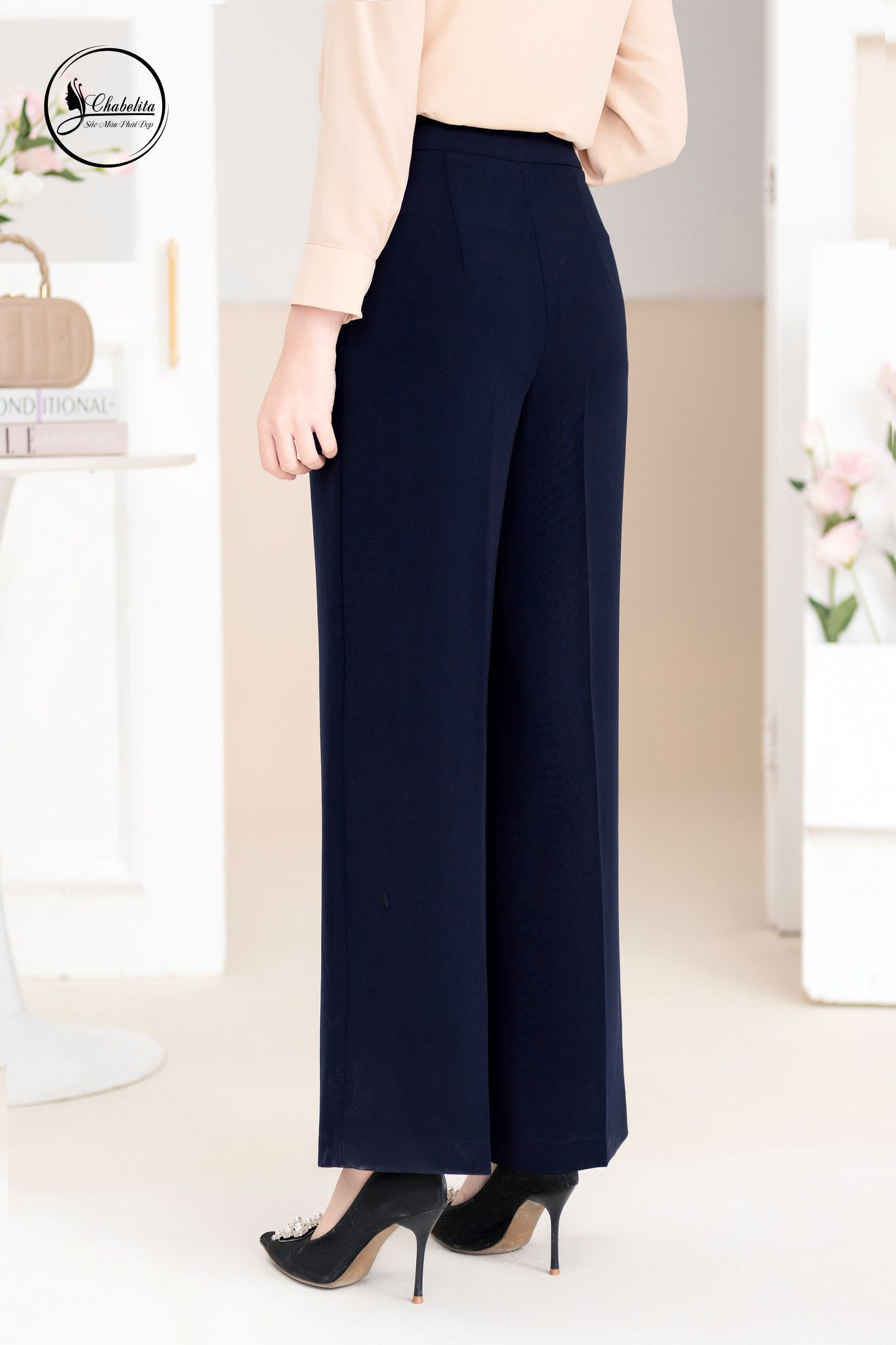 Quần xuông cách điệu màu xanh than