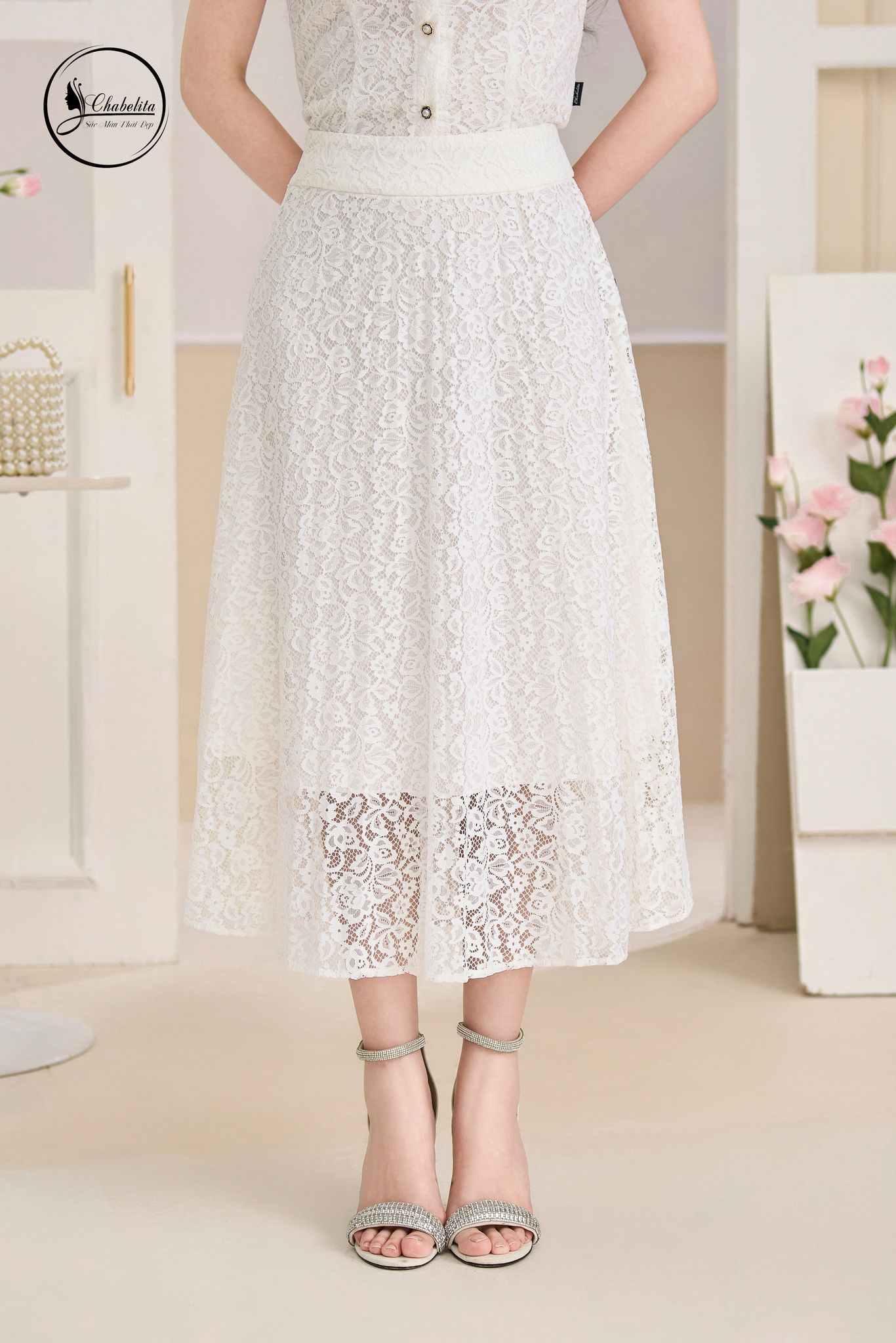 Sét bộ ren màu trắng