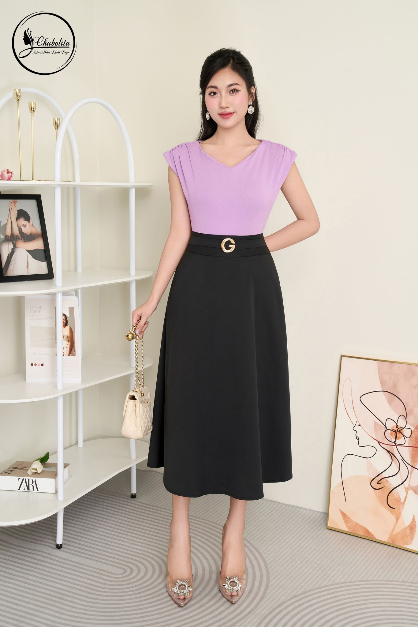 Áo phông cotton màu tím