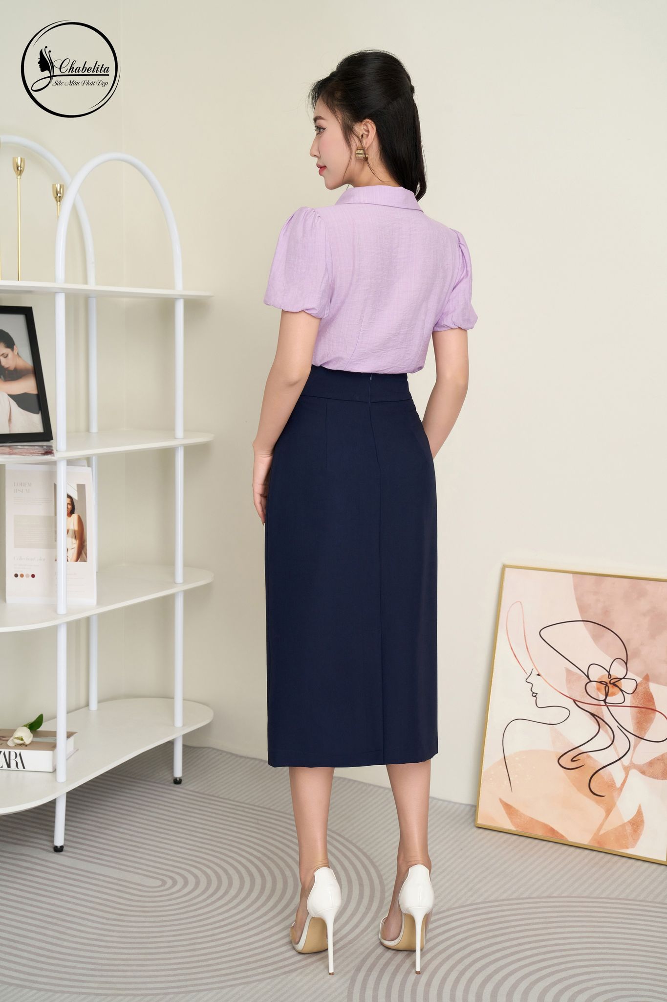 Áo sơ mi tay lỡ màu tím