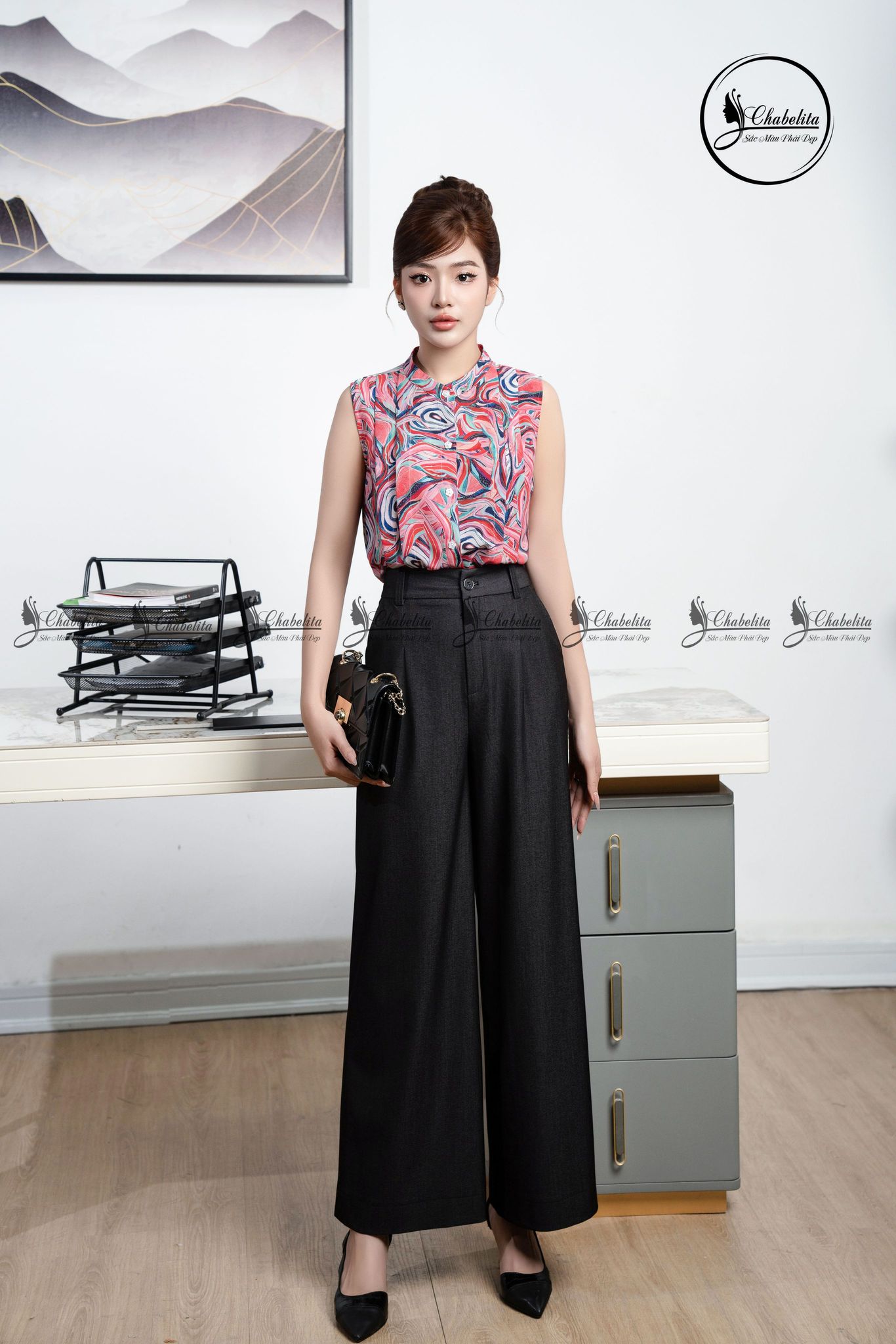 Quần suông bò màu xanh đen