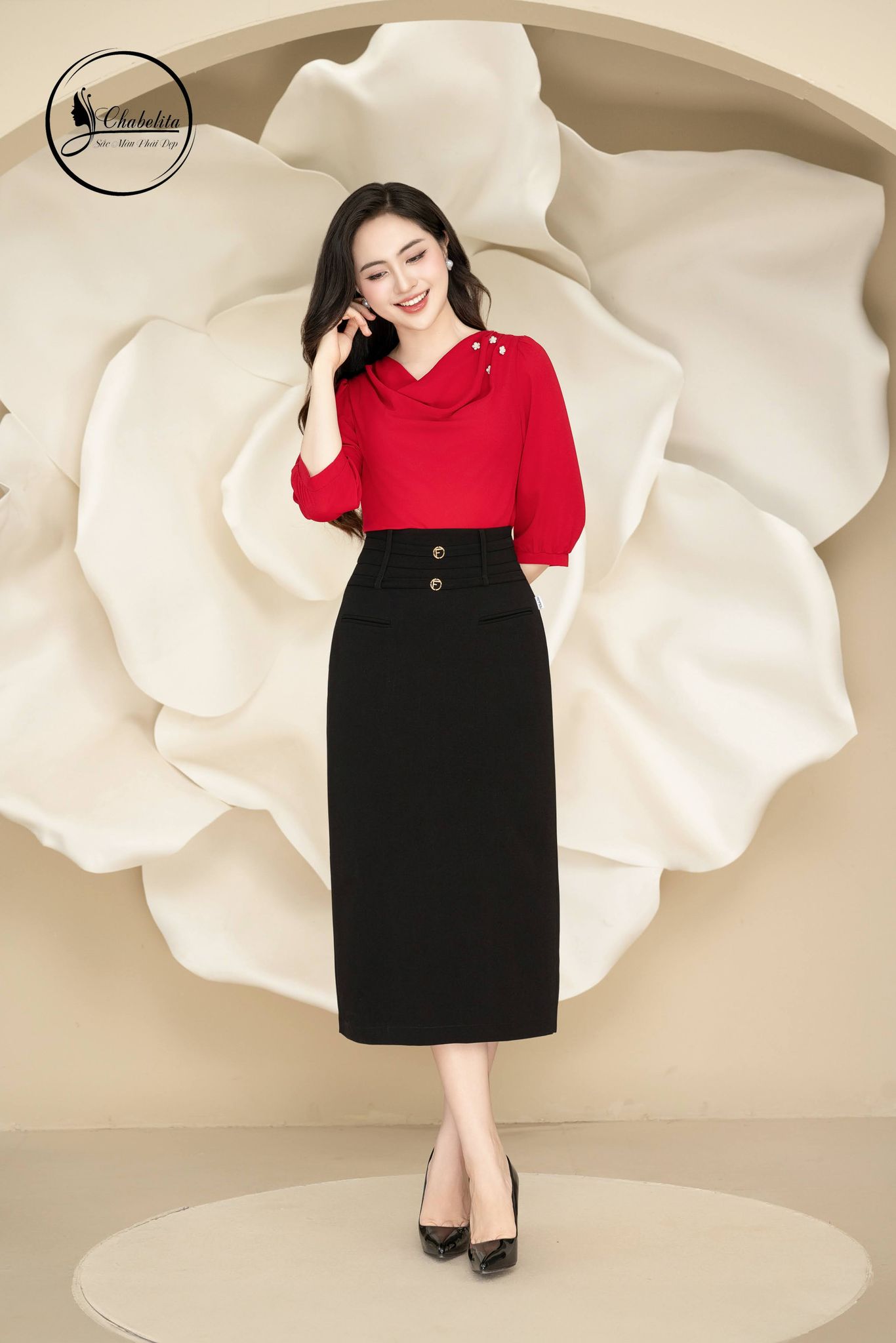 Áo sơ mi cổ đổ màu đỏ