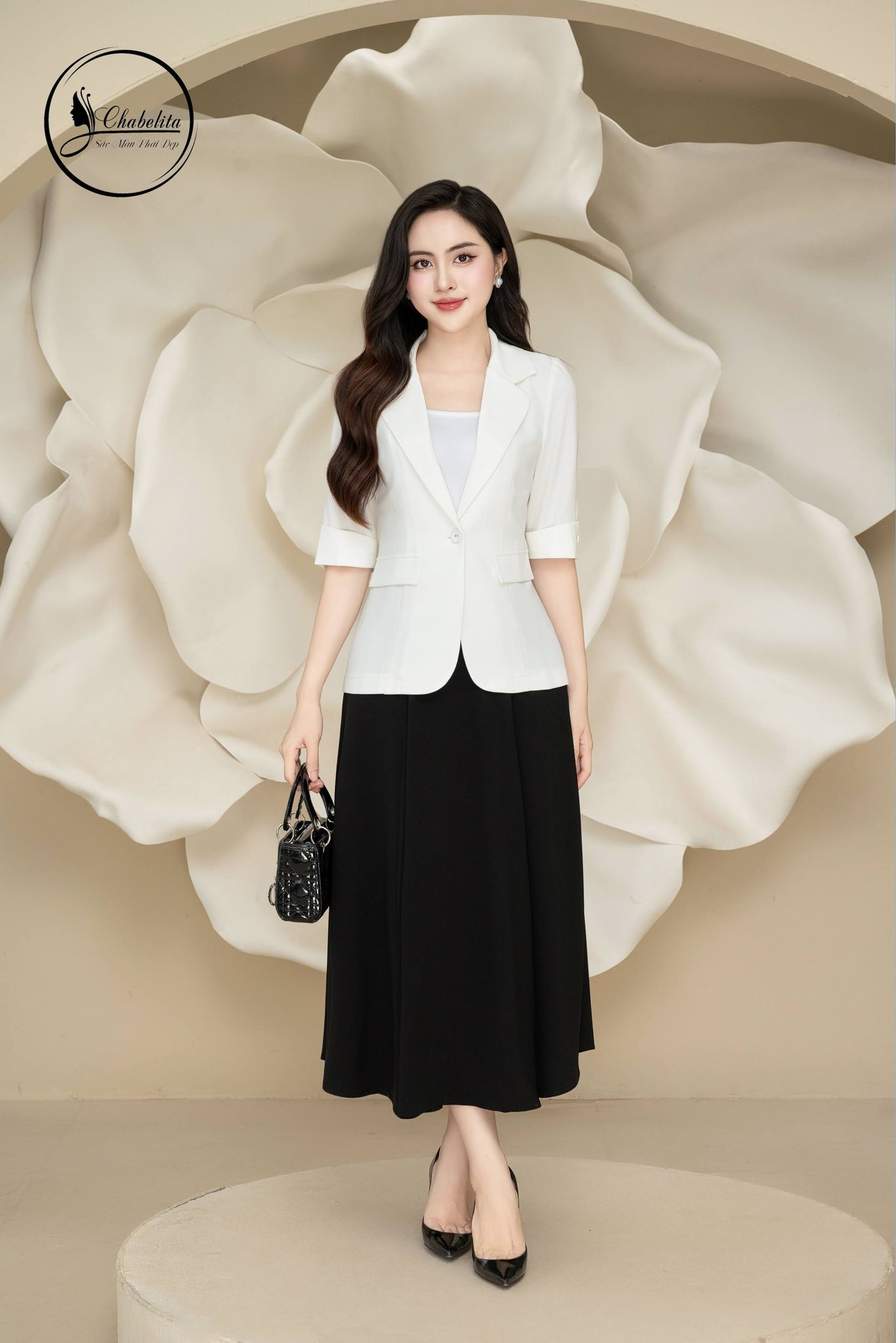 Áo vest 1 lớp tay lỡ màu trắng