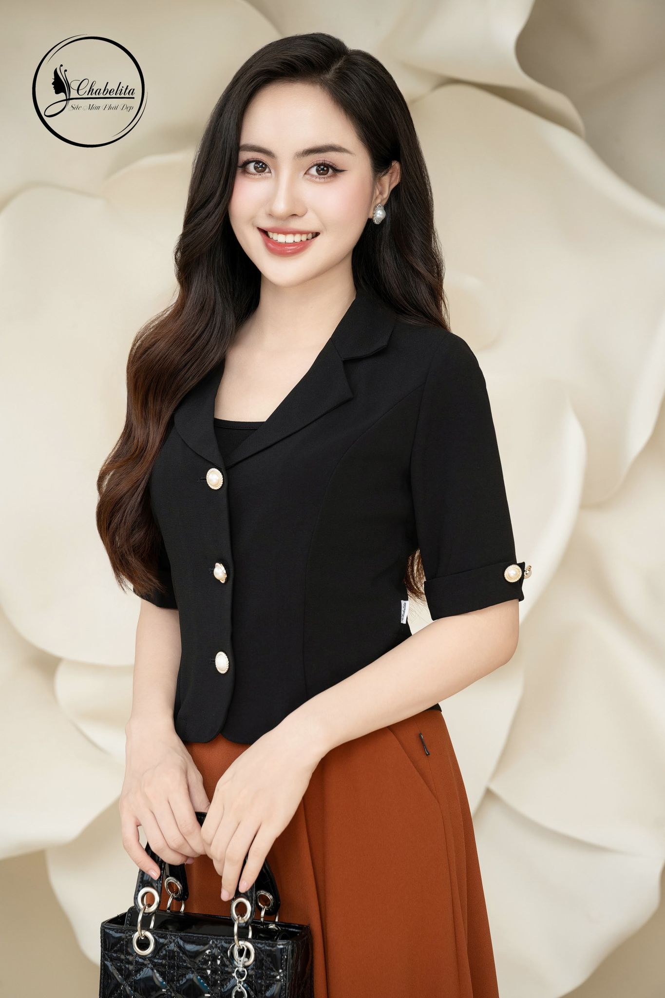 Áo ký giả tay lỡ màu đen