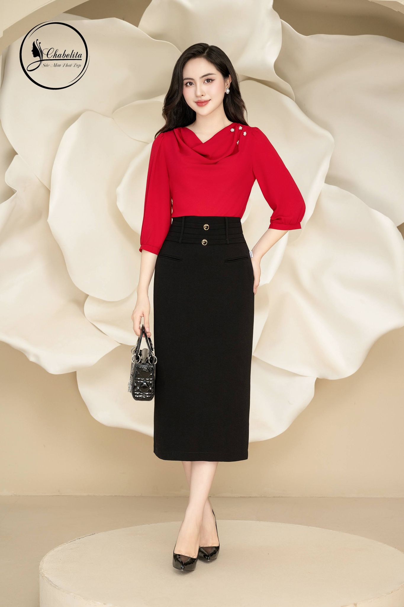 Áo sơ mi cổ đổ màu đỏ