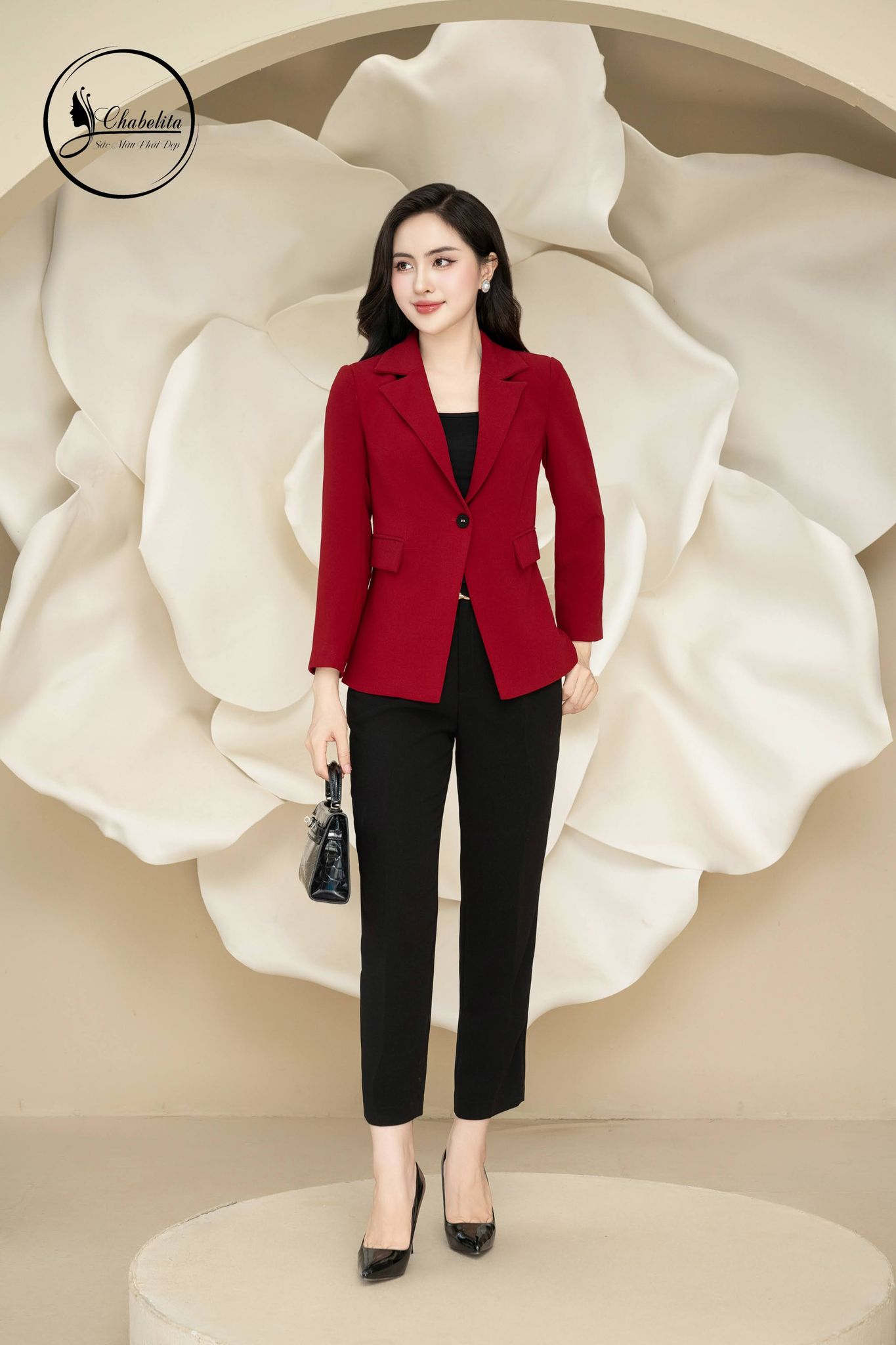 Quần baggy cạp phối mặt đai màu đen