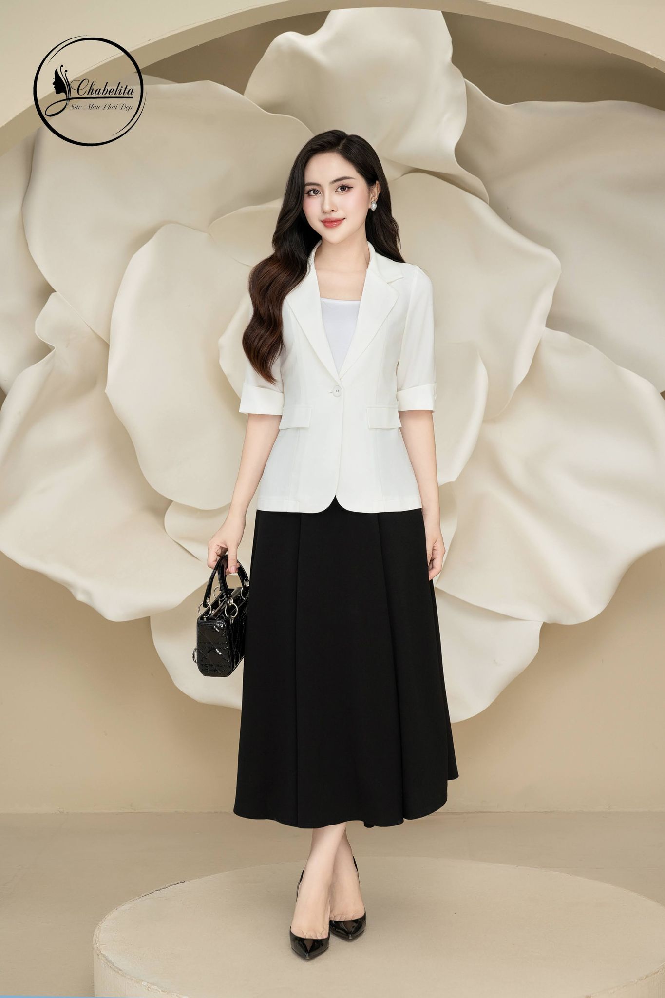 Áo vest 1 lớp tay lỡ màu trắng